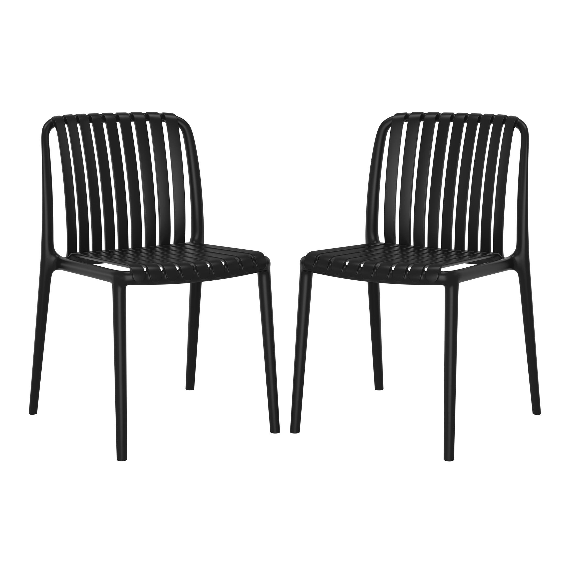 Westin Furniture Harlow Outdoor Dining Chair (Set of 2), Black, large