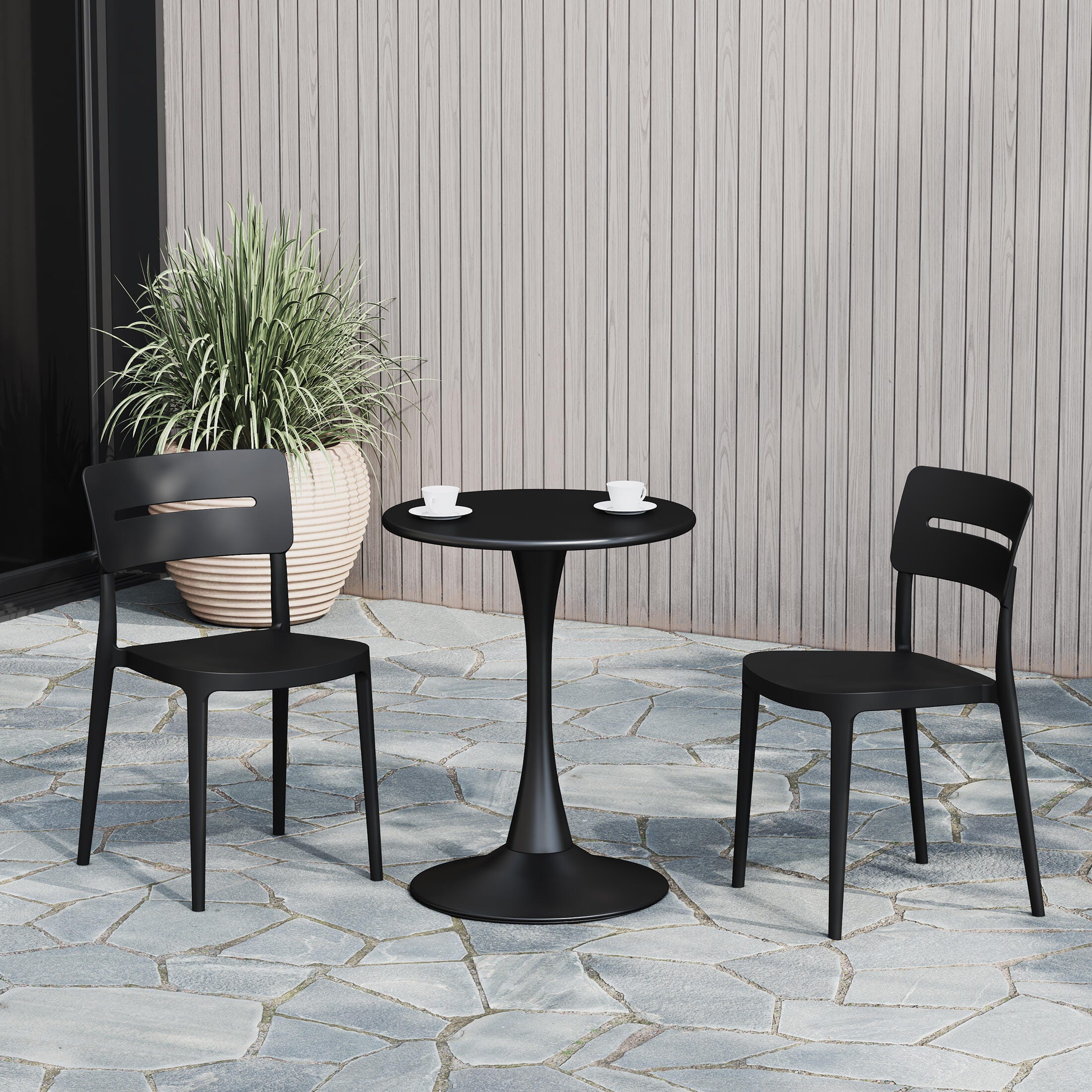 Westin Furniture Meadow Outdoor Dining Chair (Set of 2), Black, rollover