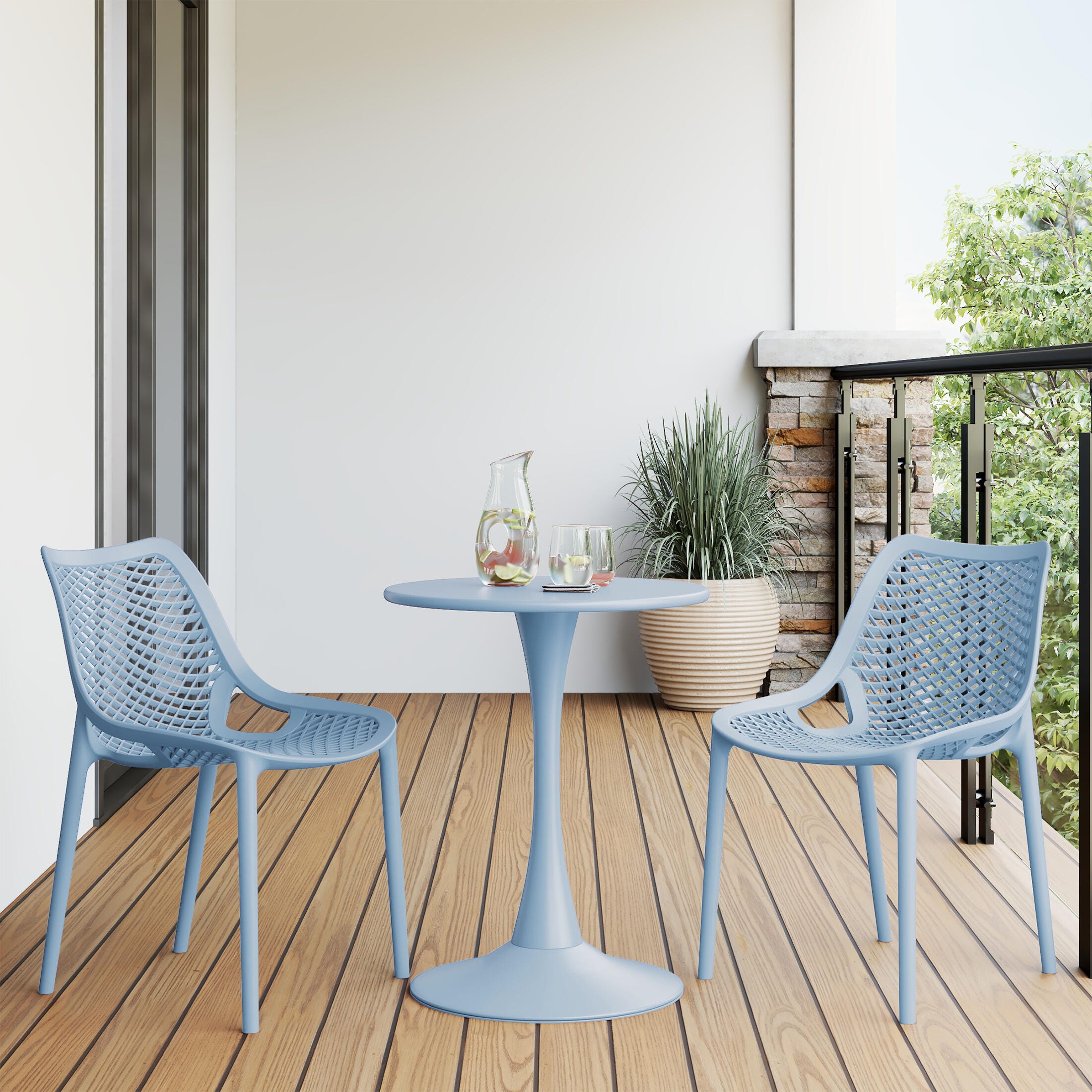 Westin Furniture Rhode Outdoor Dining Chair (Set of 2), French Blue, large