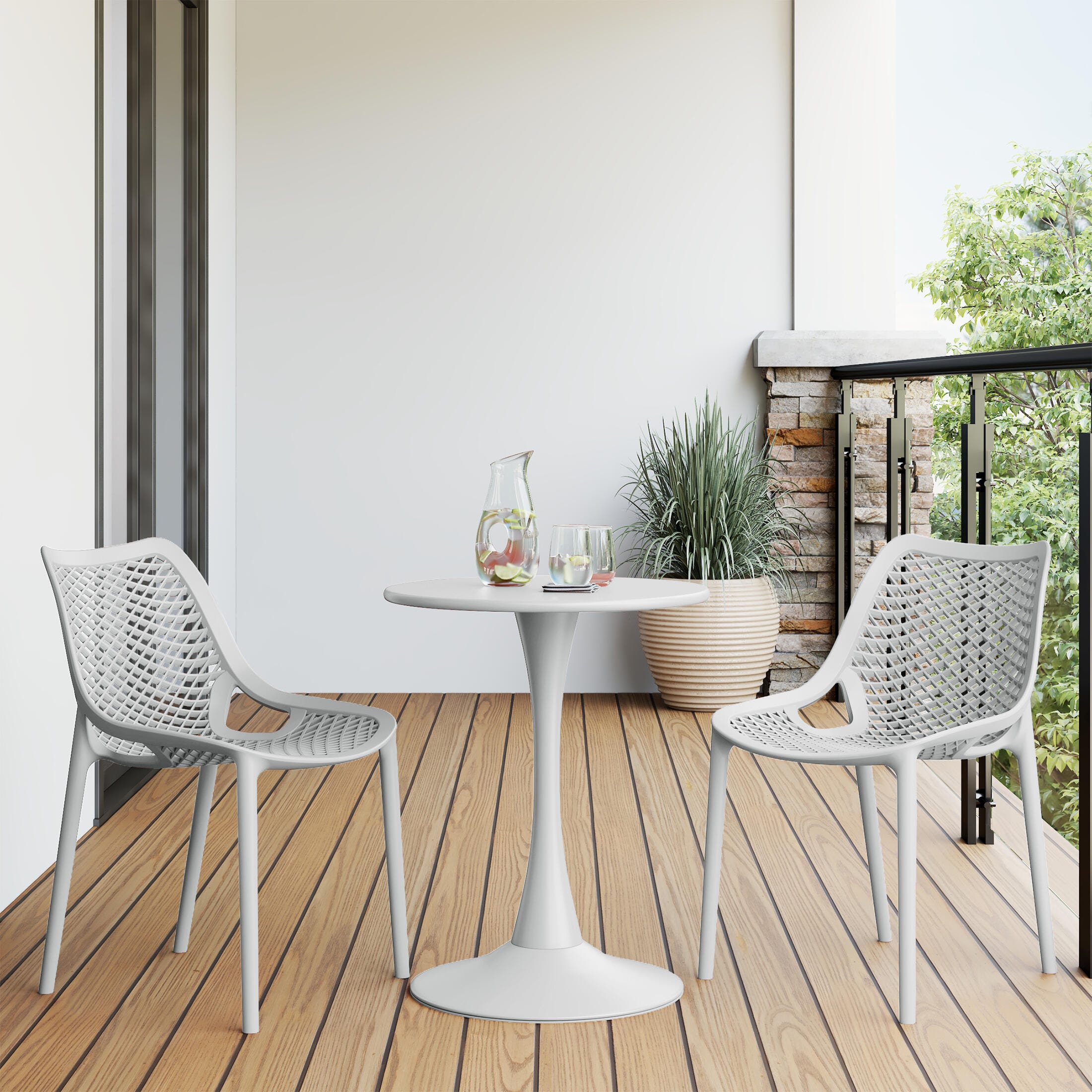 Westin Furniture Rhode Outdoor Dining Chair (Set of 2), Gray, large