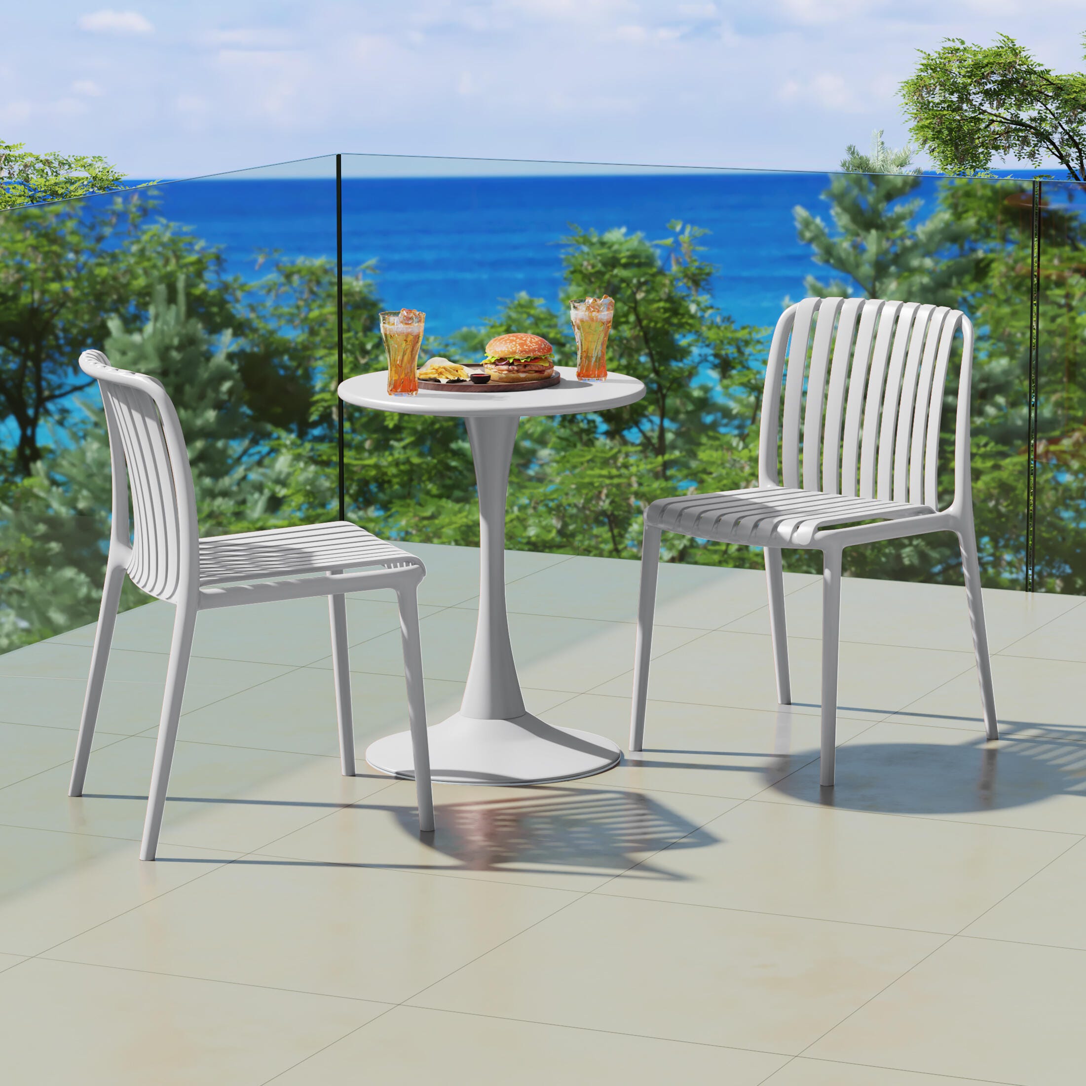 Westin Furniture Harlow Outdoor Dining Chair (Set of 2), Gray, rollover