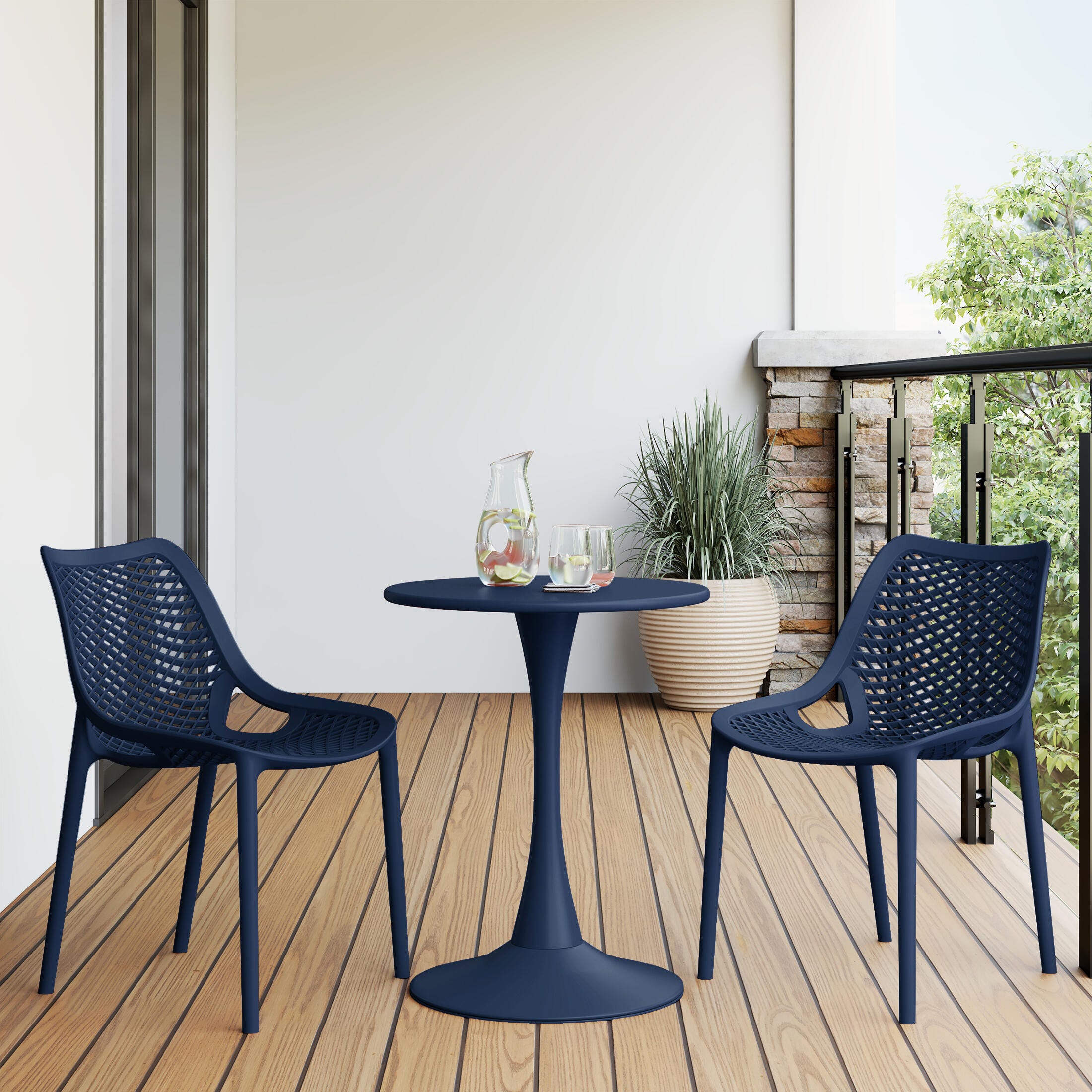 Westin Furniture Rhode Outdoor Dining Chair (Set of 2), Navy Blue, rollover