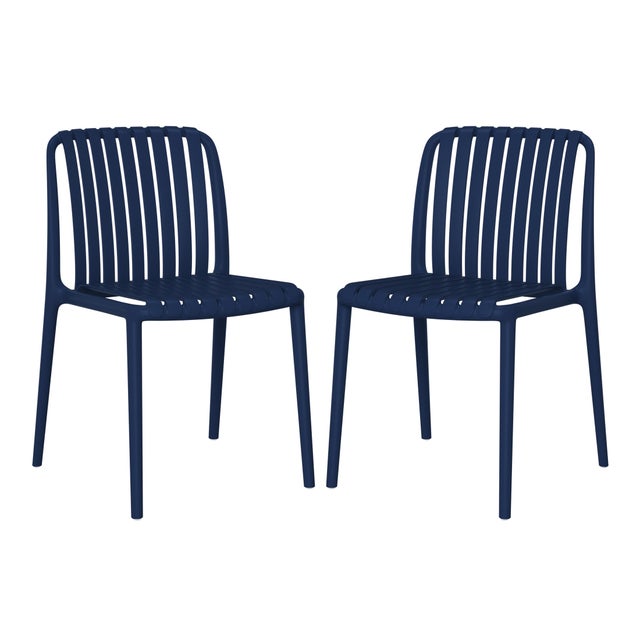 Westin Furniture Harlow Outdoor Dining Chair (Set of 2), Navy Blue