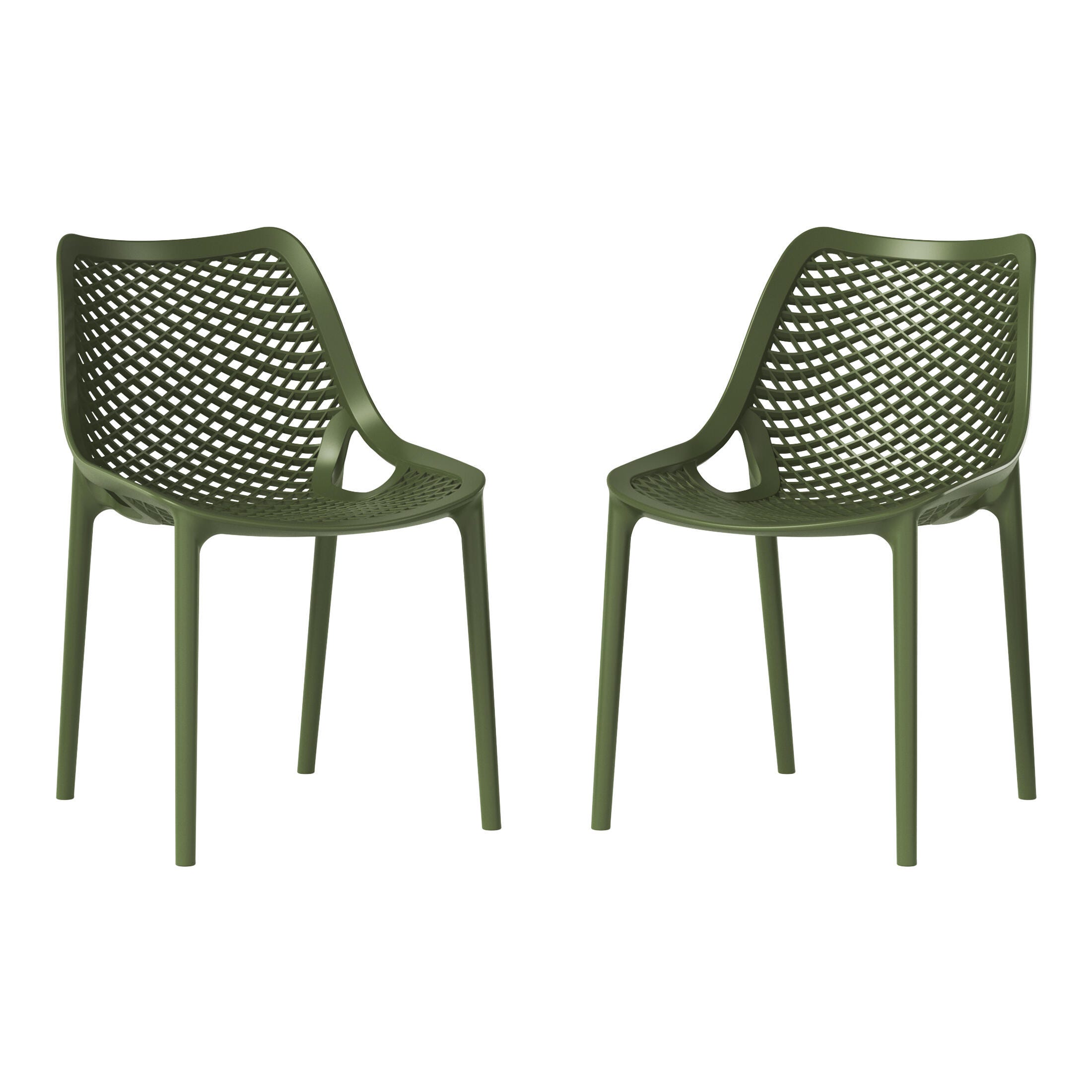 Westin Furniture Rhode Outdoor Dining Chair (Set of 2), Olive Green, large