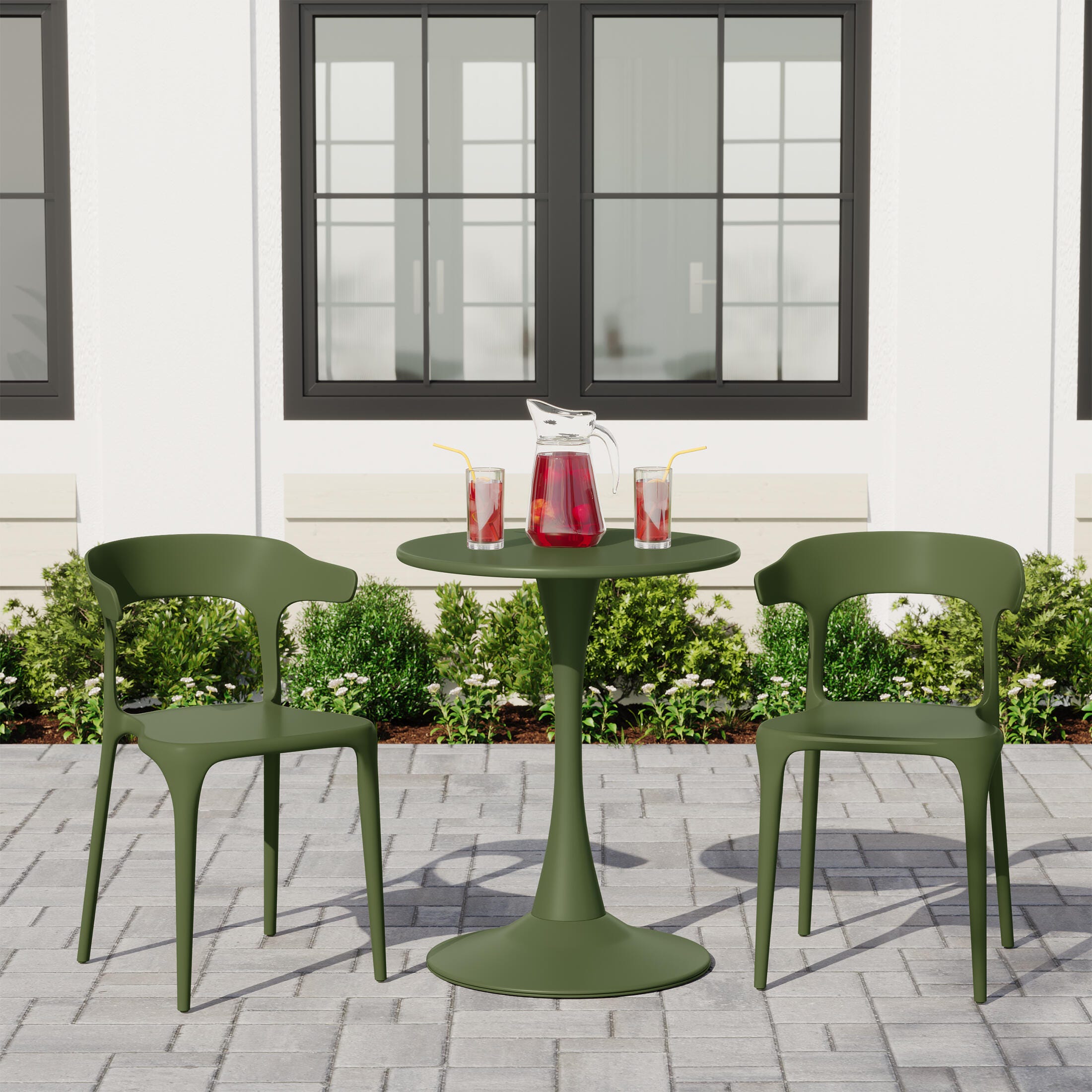 Westin Furniture Marina Outdoor Dining Chair (Set of 2), Olive Green, rollover