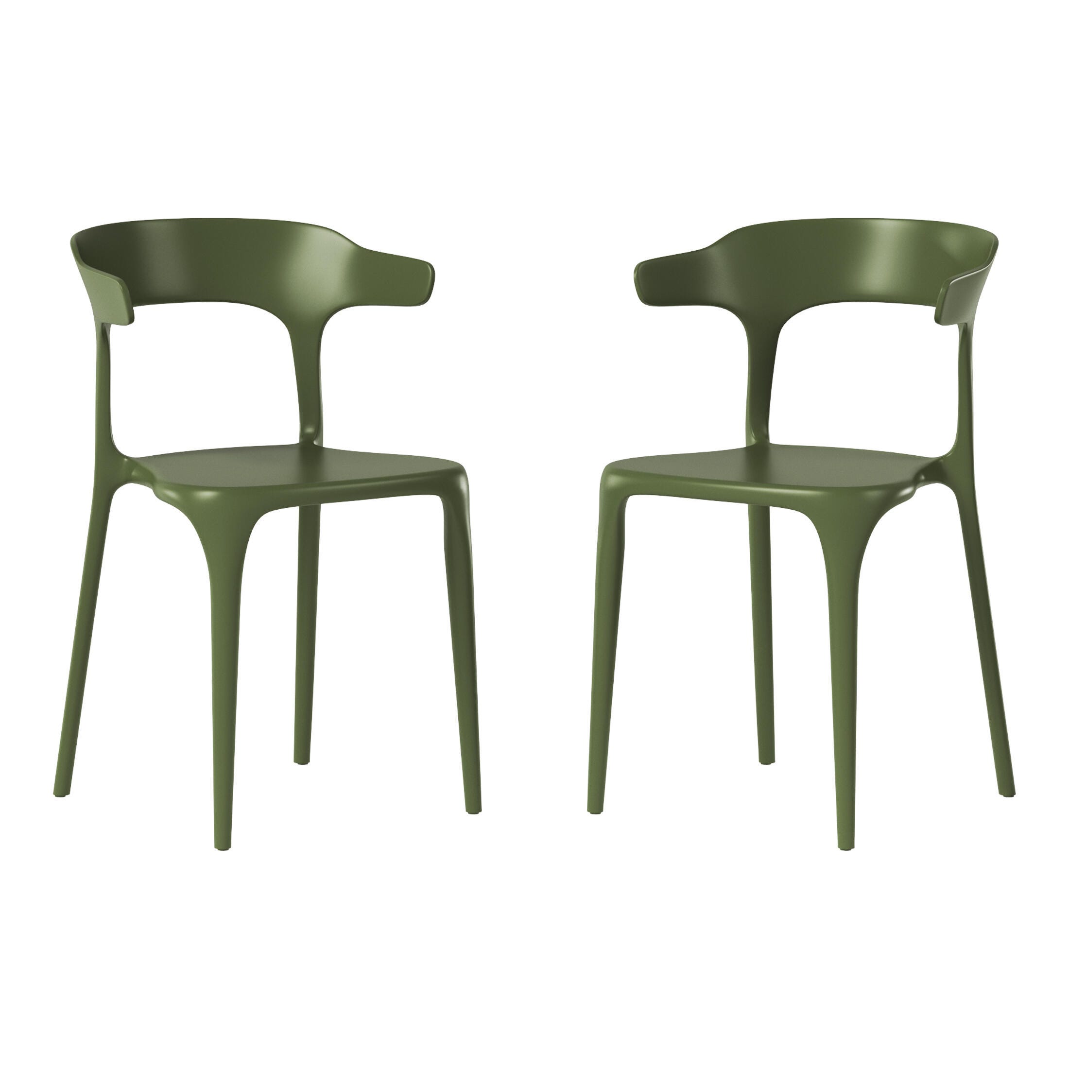Westin Furniture Marina Outdoor Dining Chair (Set of 2), Olive Green, large