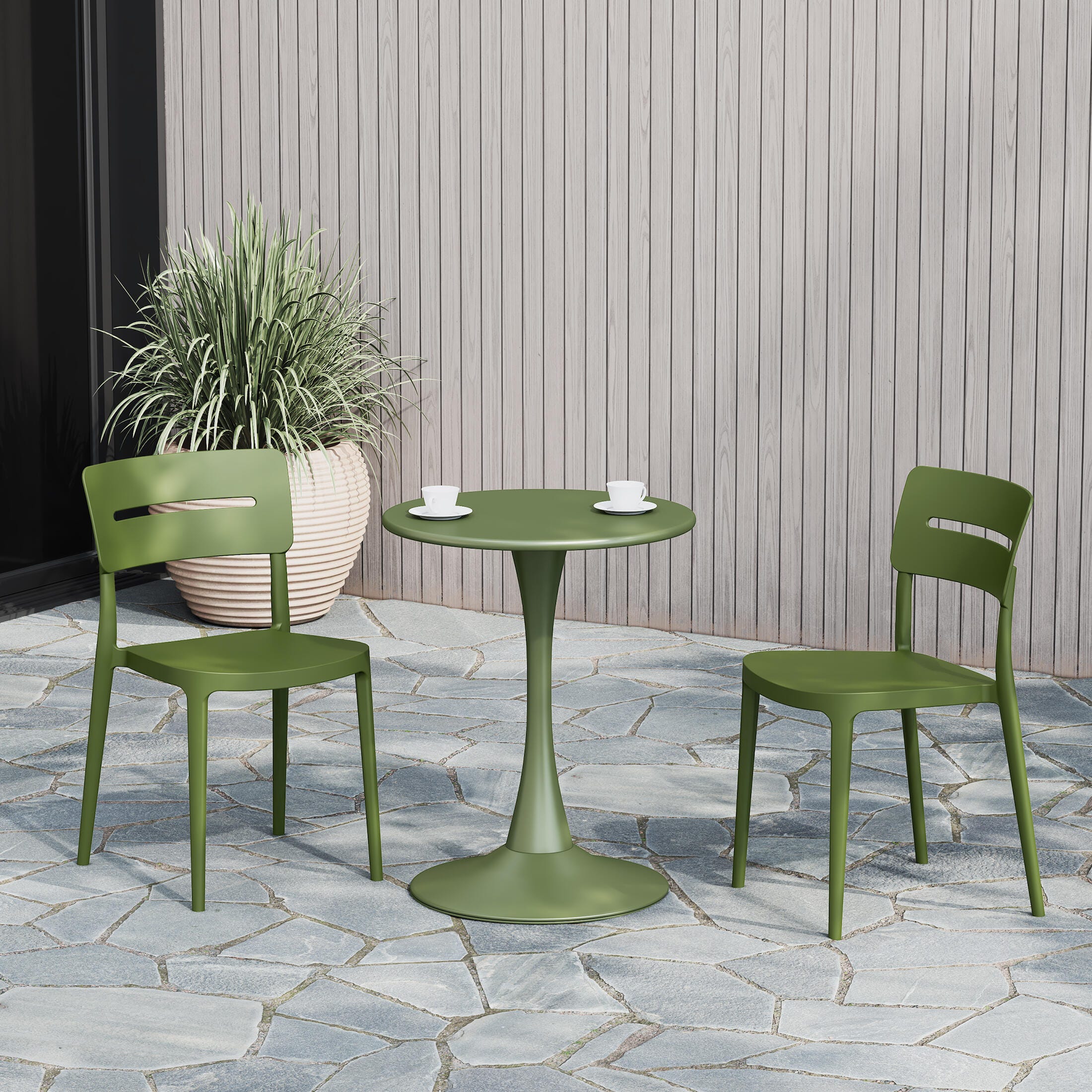 Westin Furniture Meadow Outdoor Dining Chair (Set of 2), Olive Green, rollover
