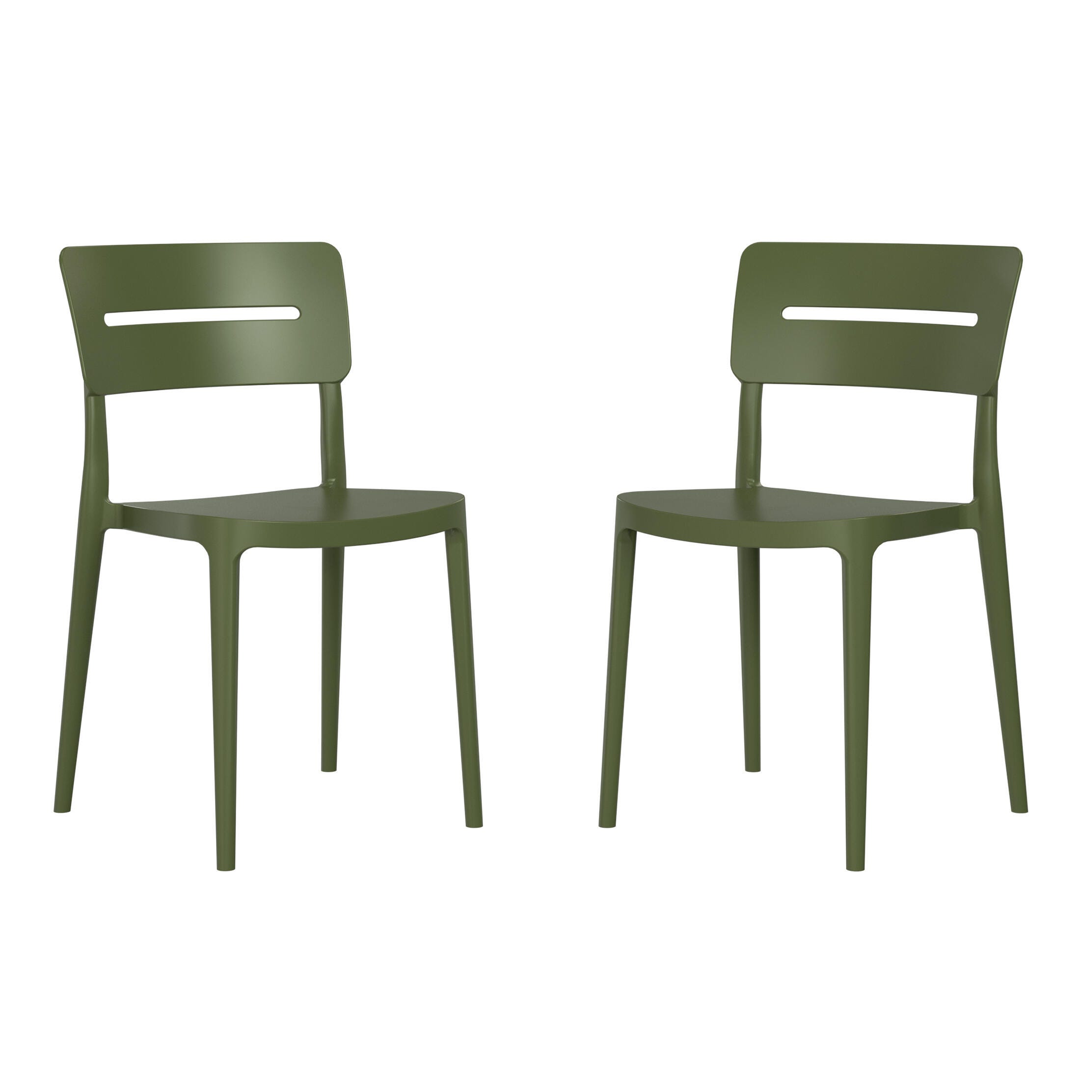 Westin Furniture Meadow Outdoor Dining Chair (Set of 2), Olive Green, large