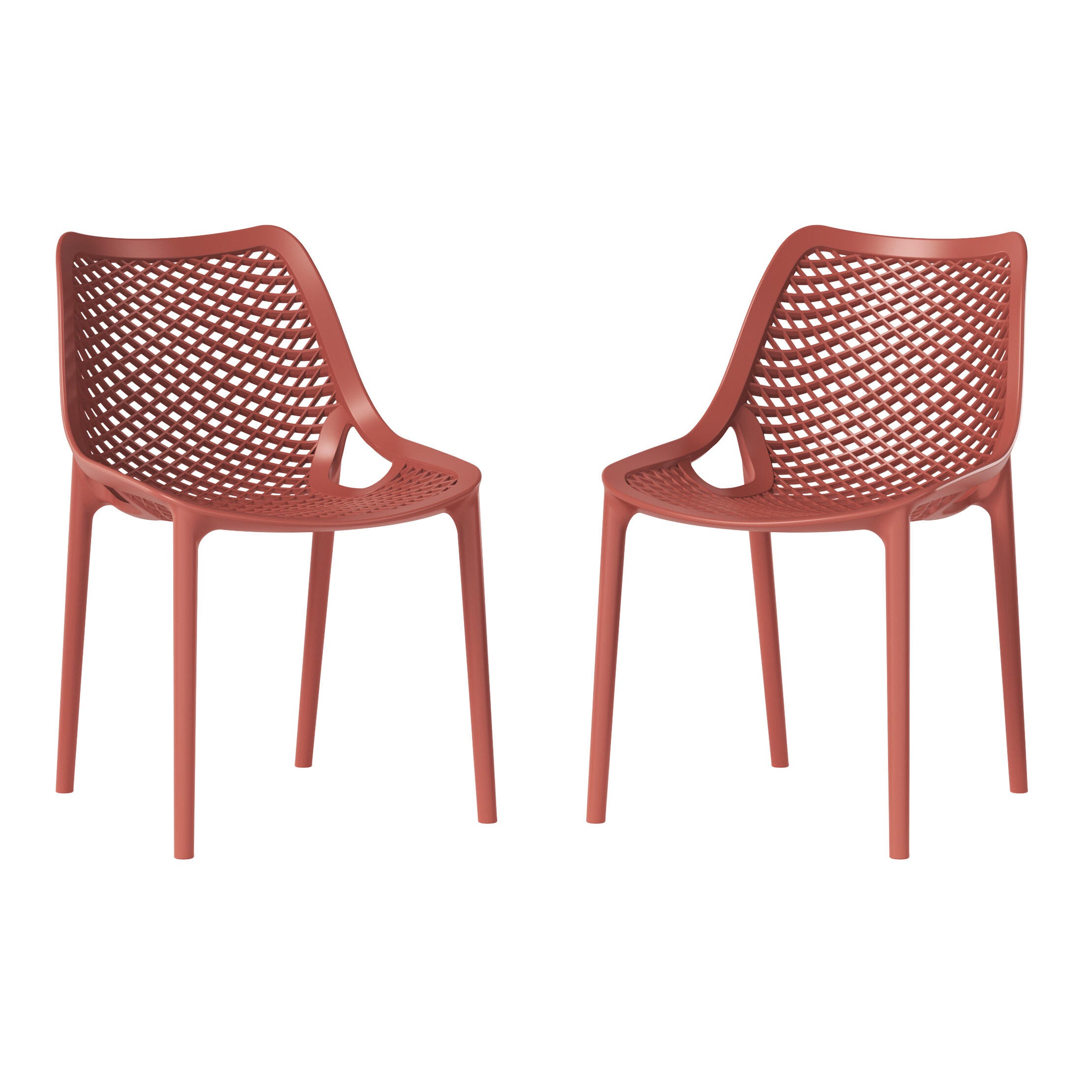 Westin Furniture Rhode Outdoor Dining Chair (Set of 2), Red, large