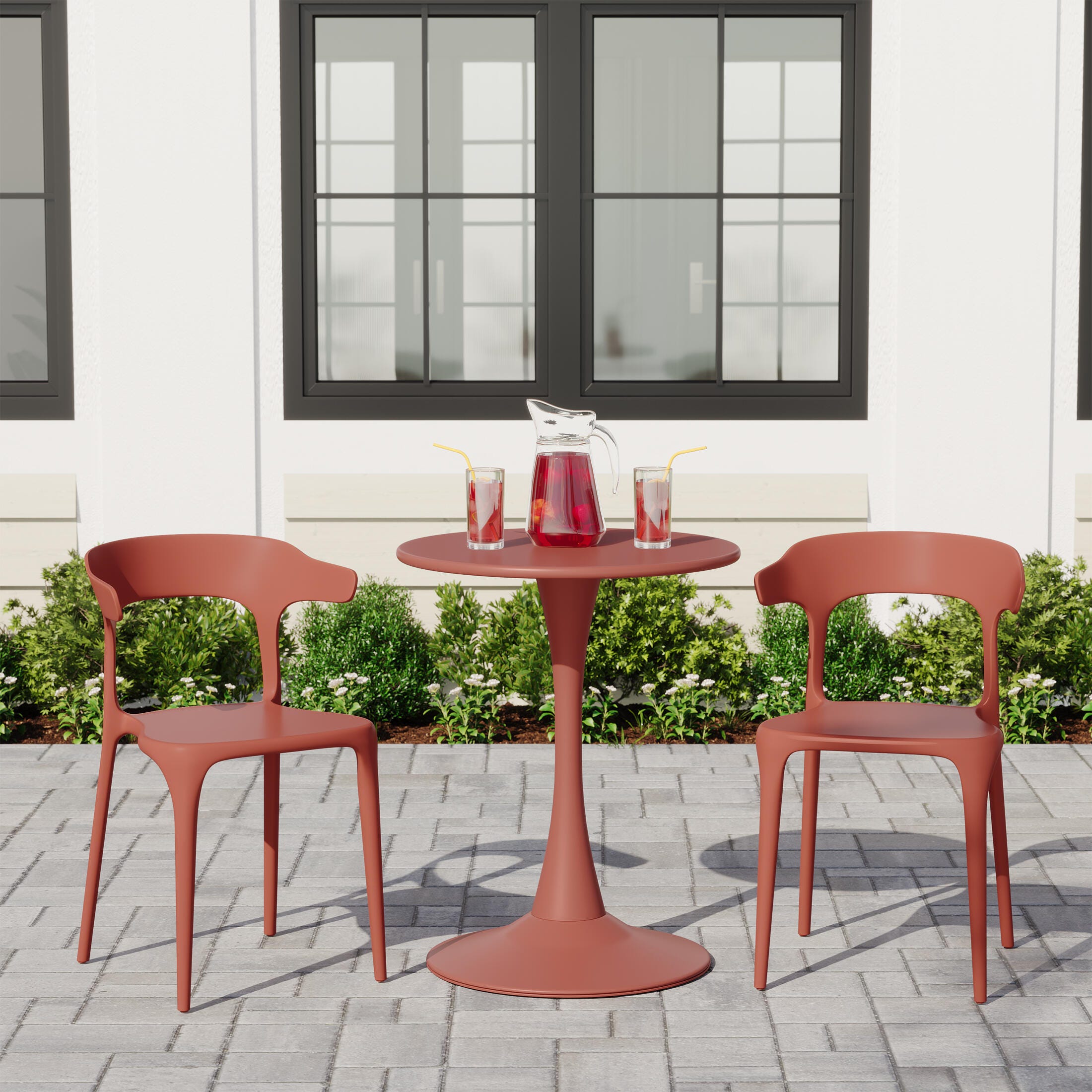 Westin Furniture Marina Outdoor Dining Chair (Set of 2), Red, rollover