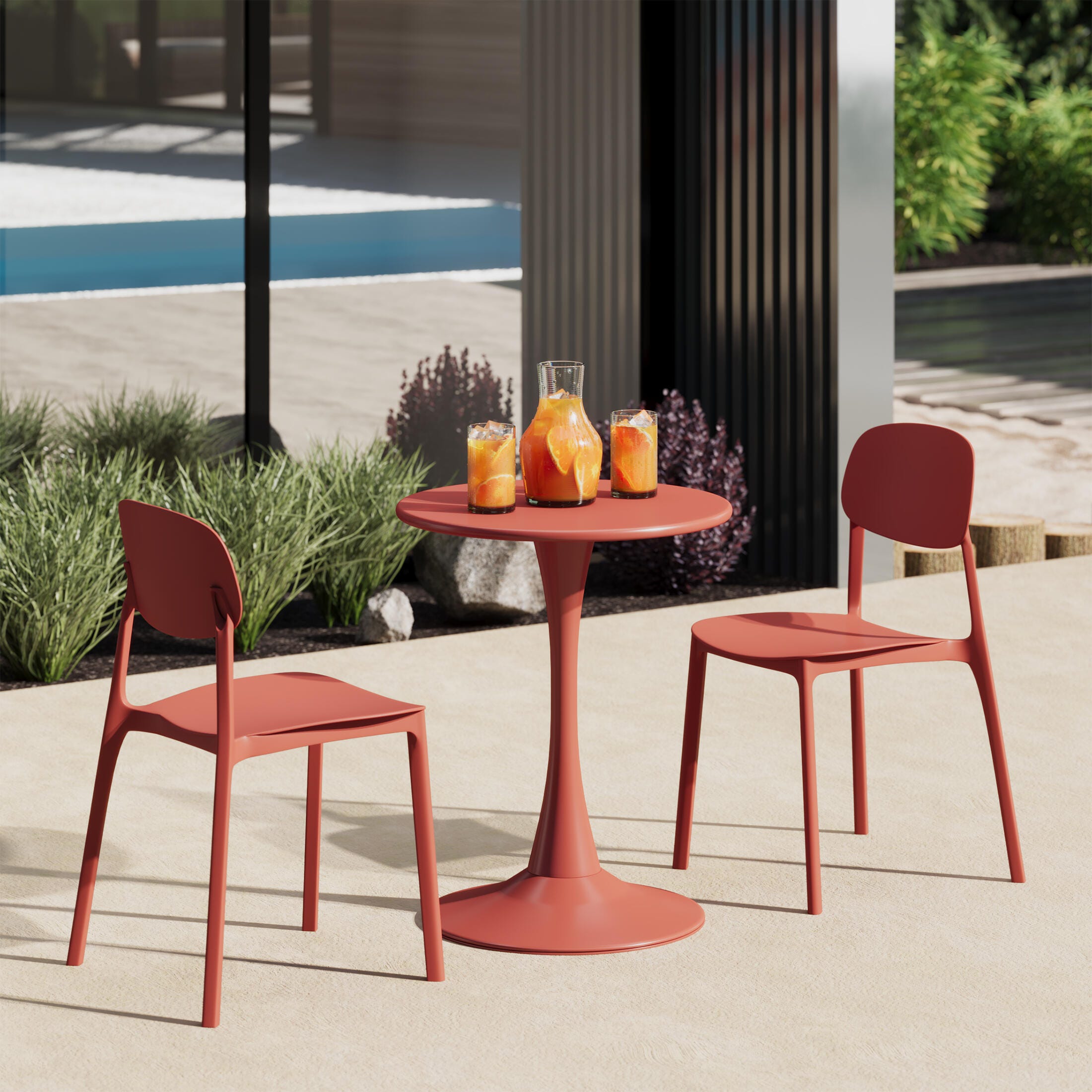 Westin Furniture Sterling Outdoor Dining Chair (Set of 2), Red, rollover