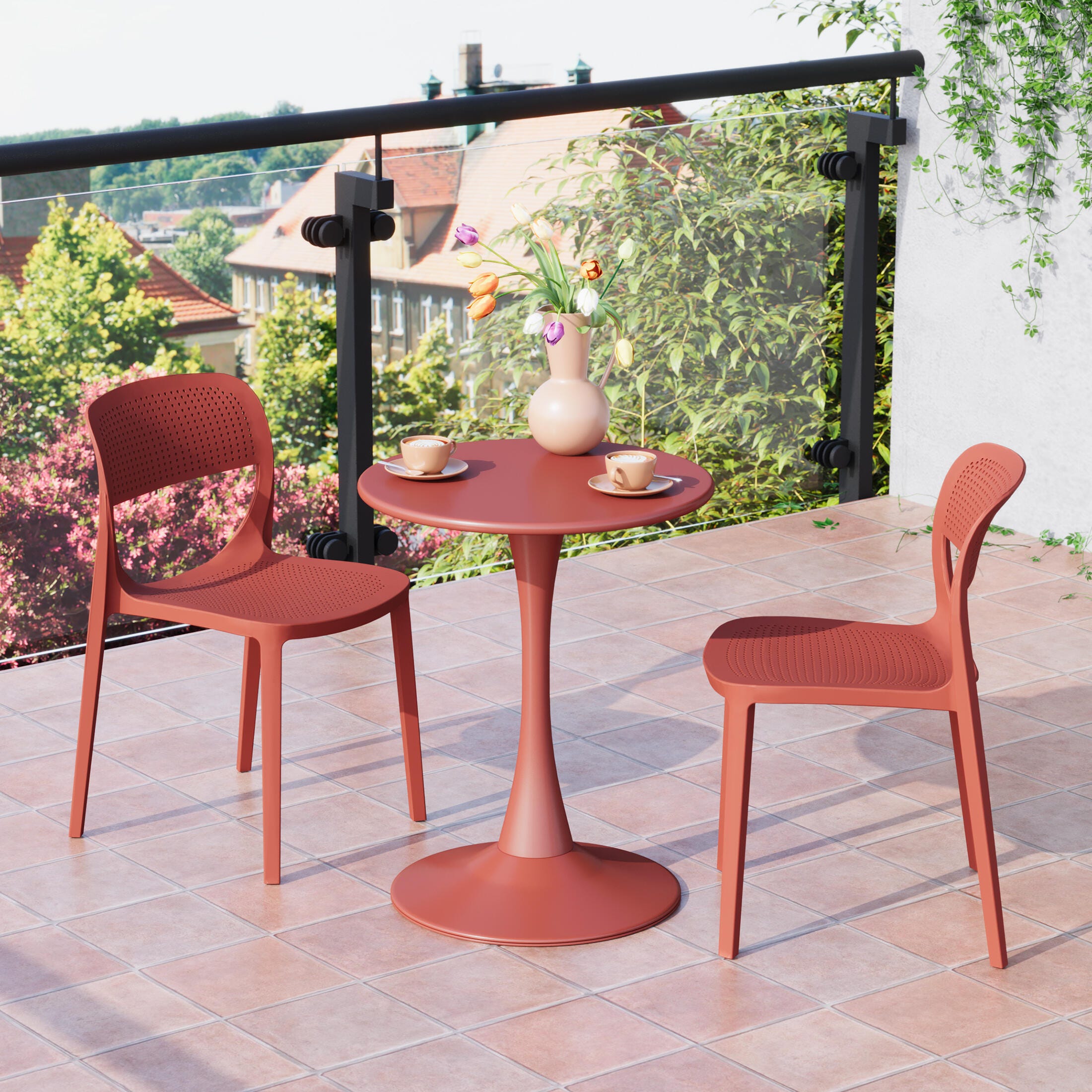 Westin Furniture Valencia Outdoor Dining Chair (Set of 2), Red, rollover
