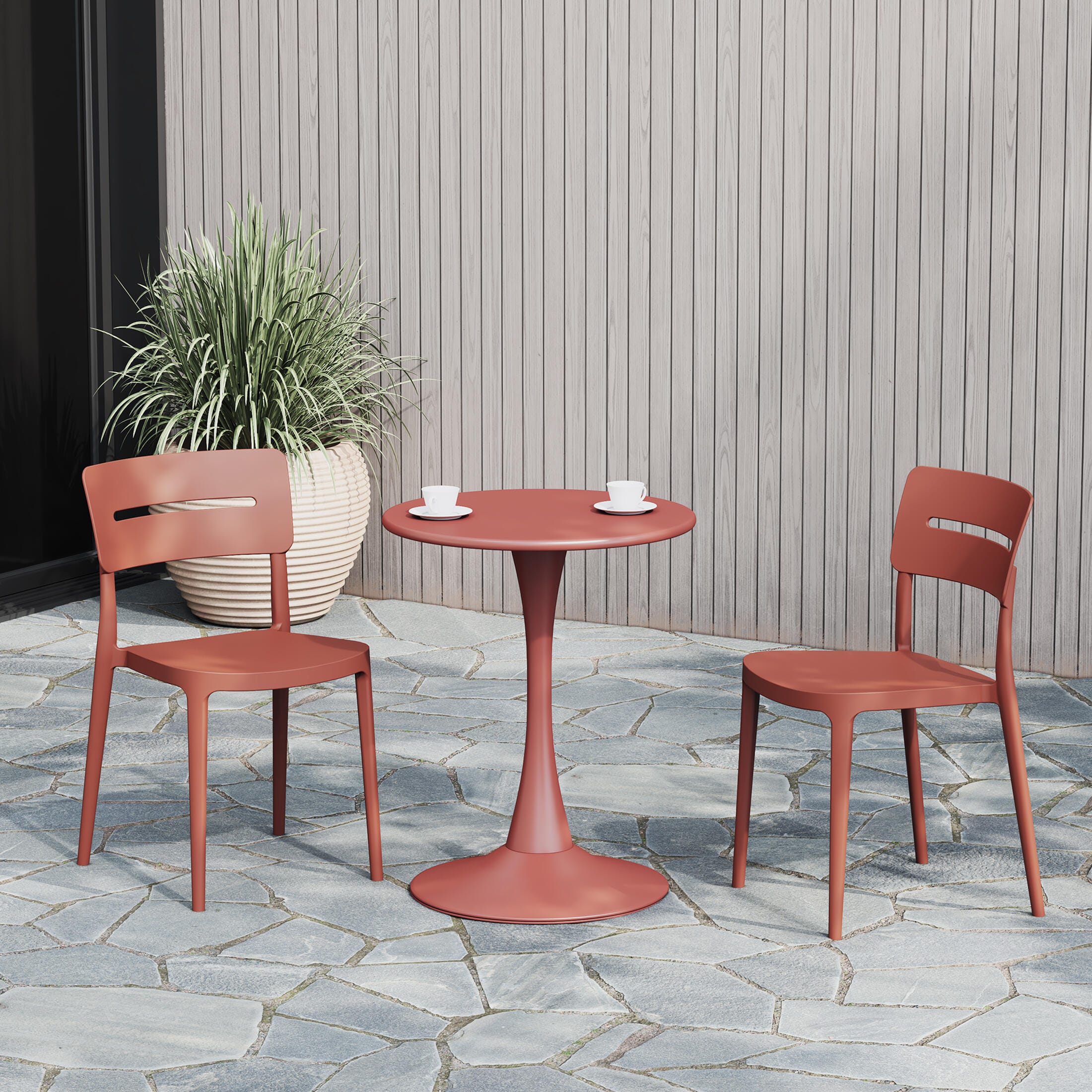 Westin Furniture Meadow Outdoor Dining Chair (Set of 2), Red, rollover