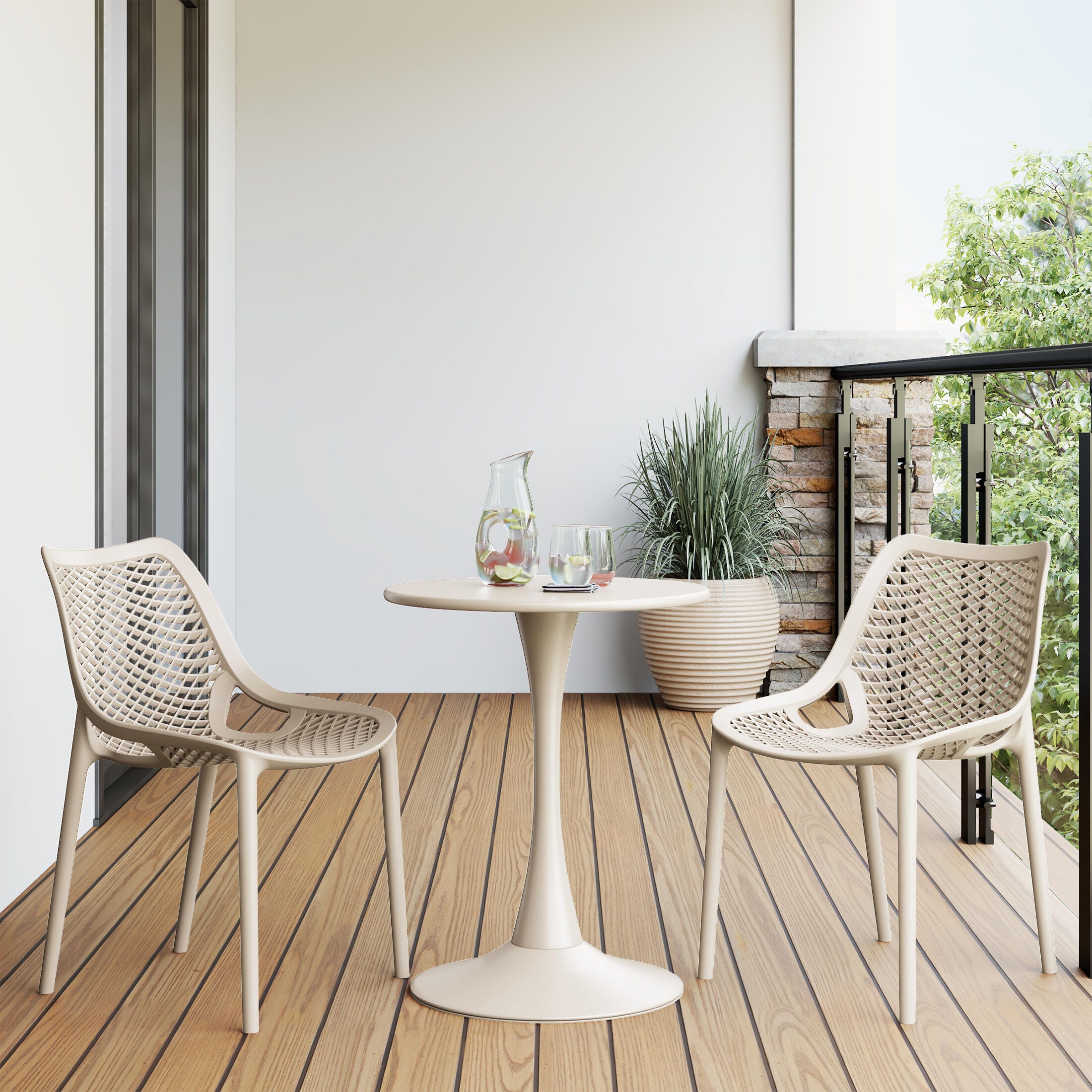 Westin Furniture Rhode Outdoor Dining Chair (Set of 2), Sand, large