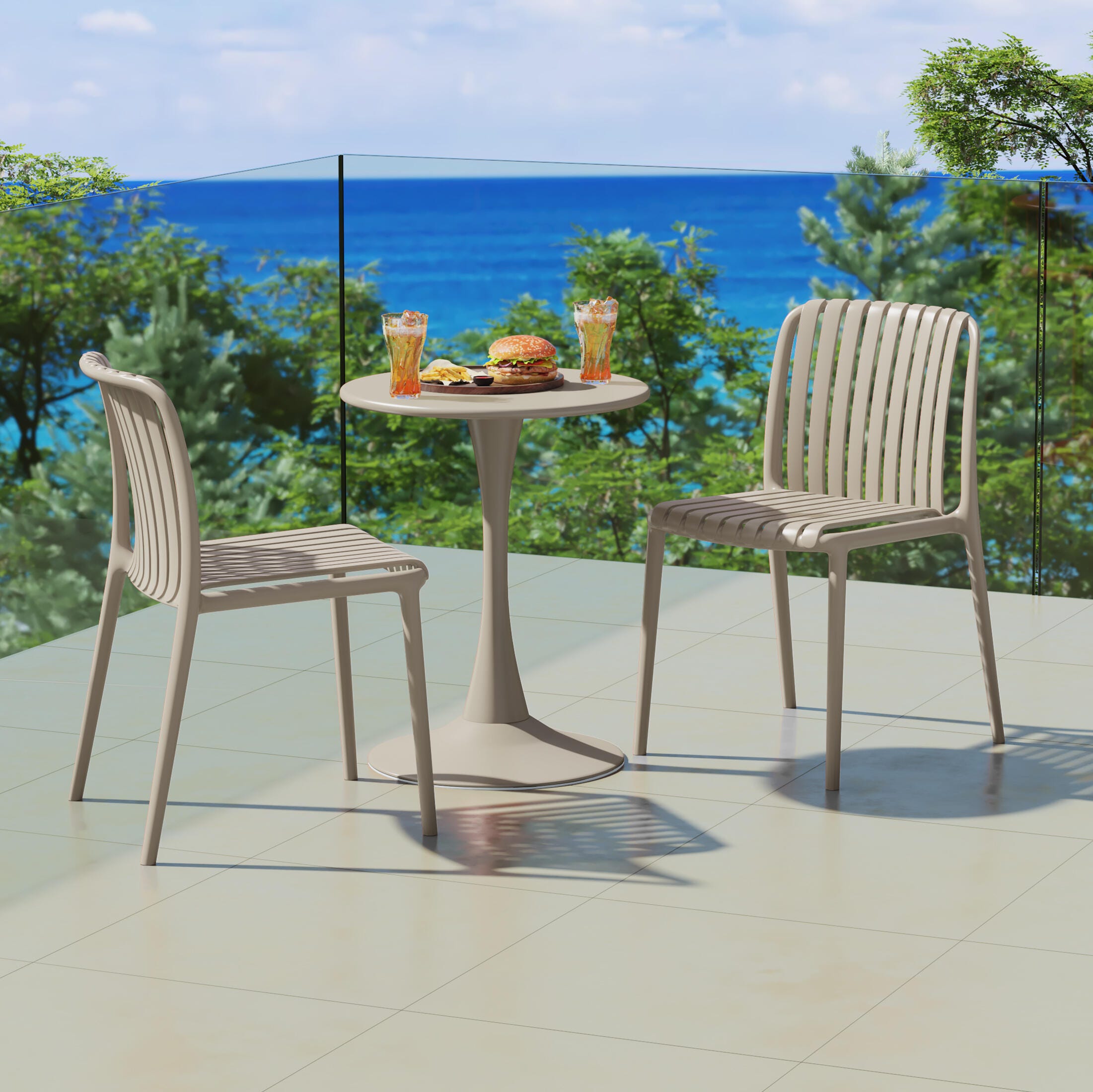 Westin Furniture Harlow Outdoor Dining Chair (Set of 2), Sand, rollover
