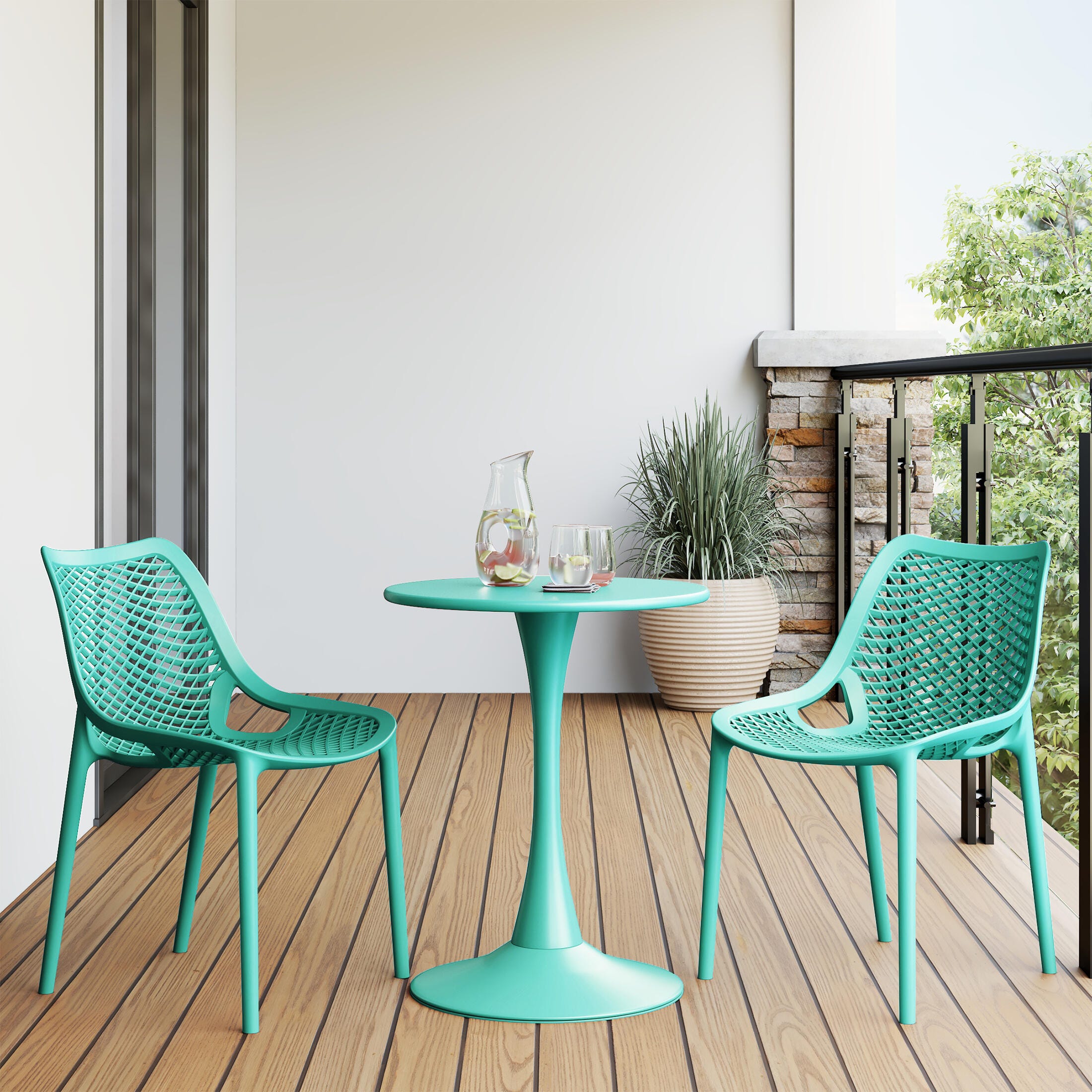Westin Furniture Rhode Outdoor Dining Chair (Set of 2), Turquoise, large