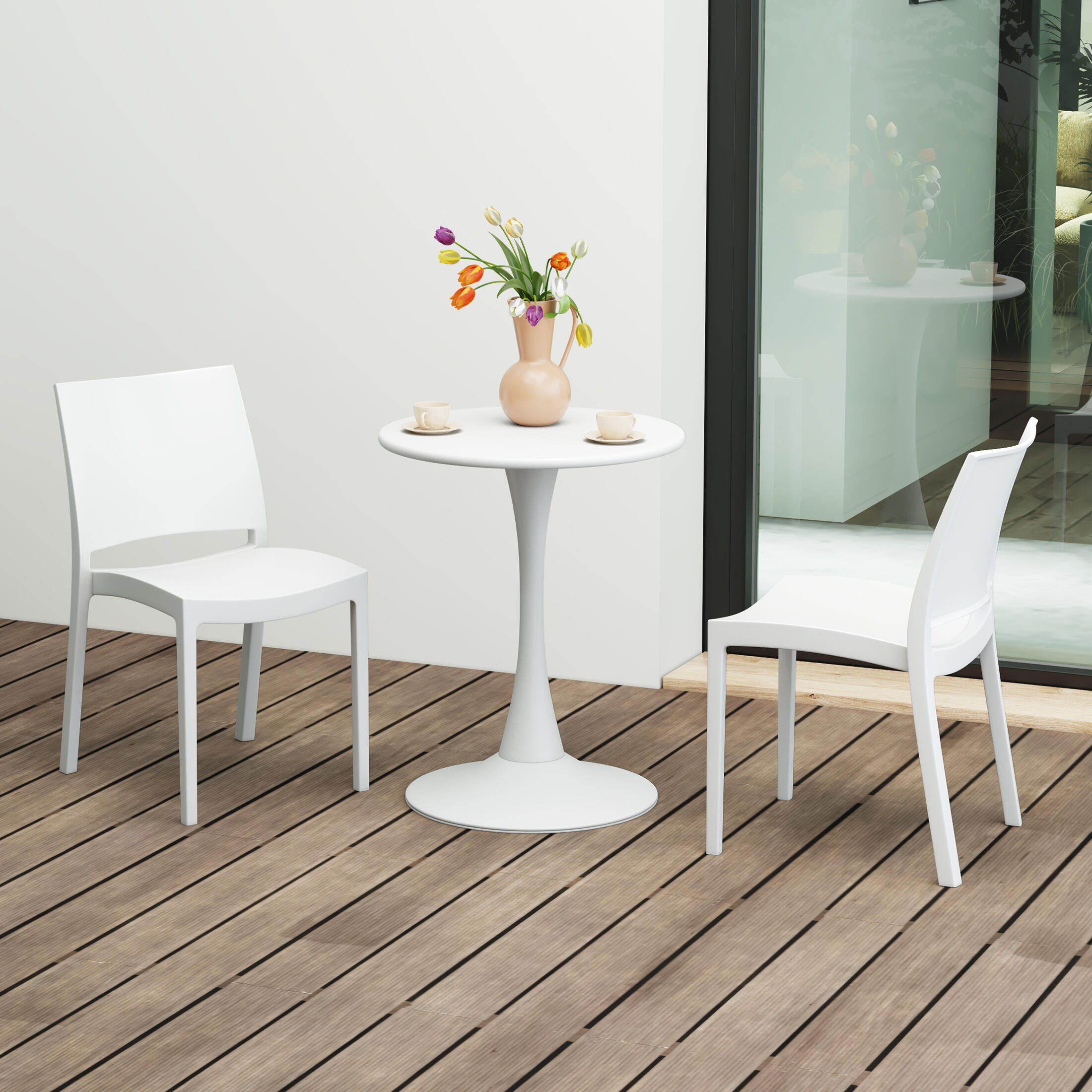 Westin Furniture Marbella Outdoor Dining Chair (Set of 2), White, rollover