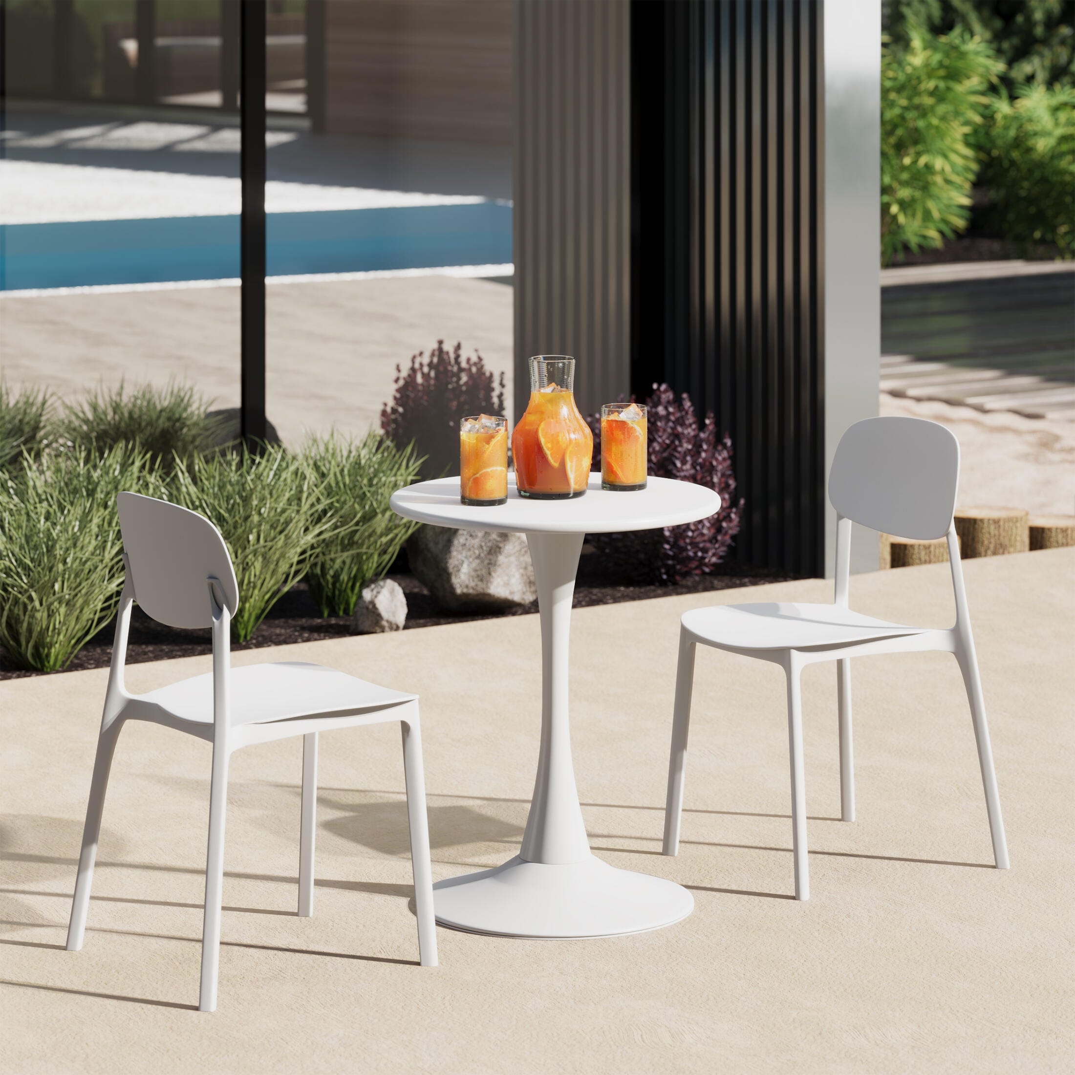 Westin Furniture Sterling Outdoor Dining Chair (Set of 2), White, rollover