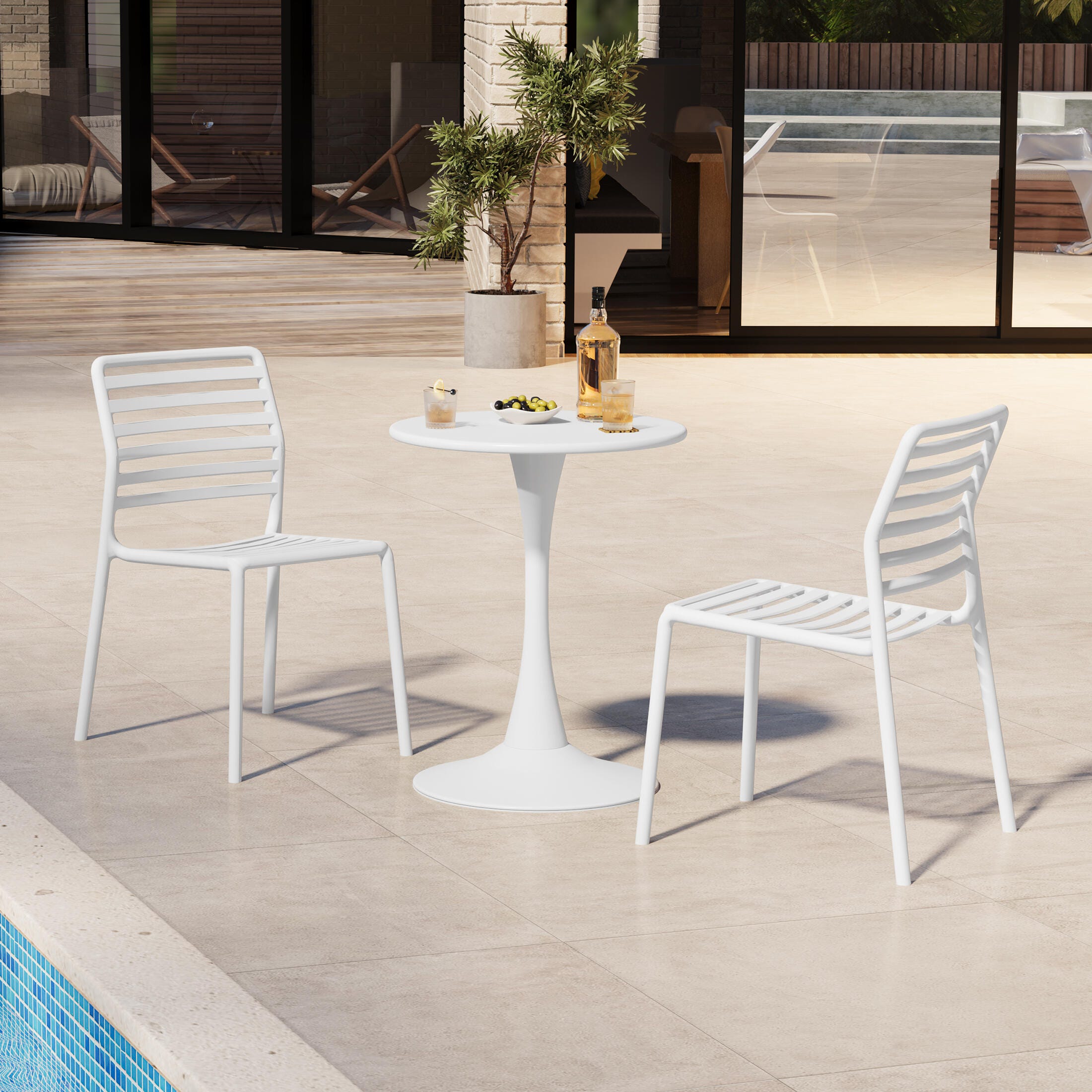 Westin Furniture Juniper Outdoor Dining Chair (Set of 2), White, large