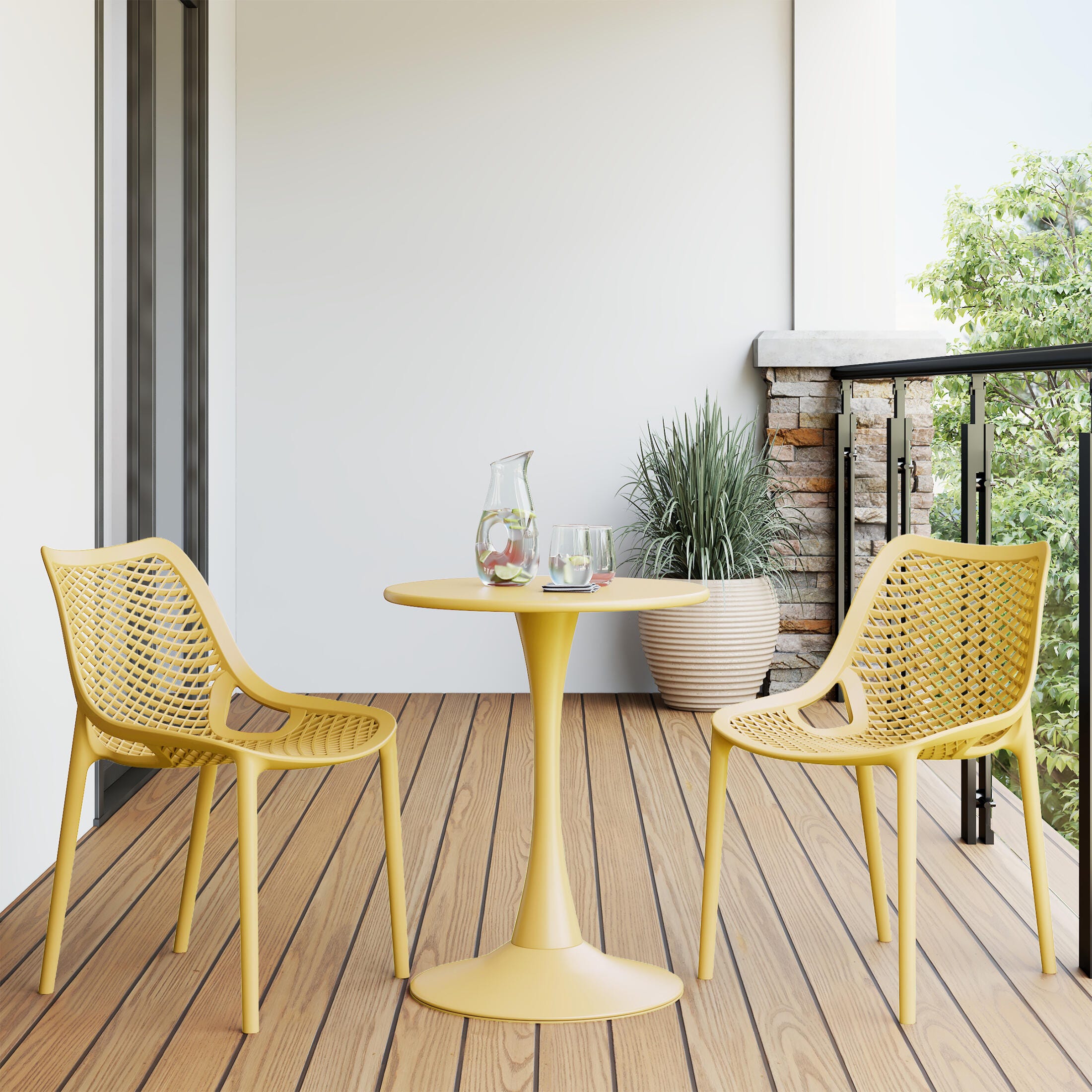 Westin Furniture Rhode Outdoor Dining Chair (Set of 2), Yellow, rollover