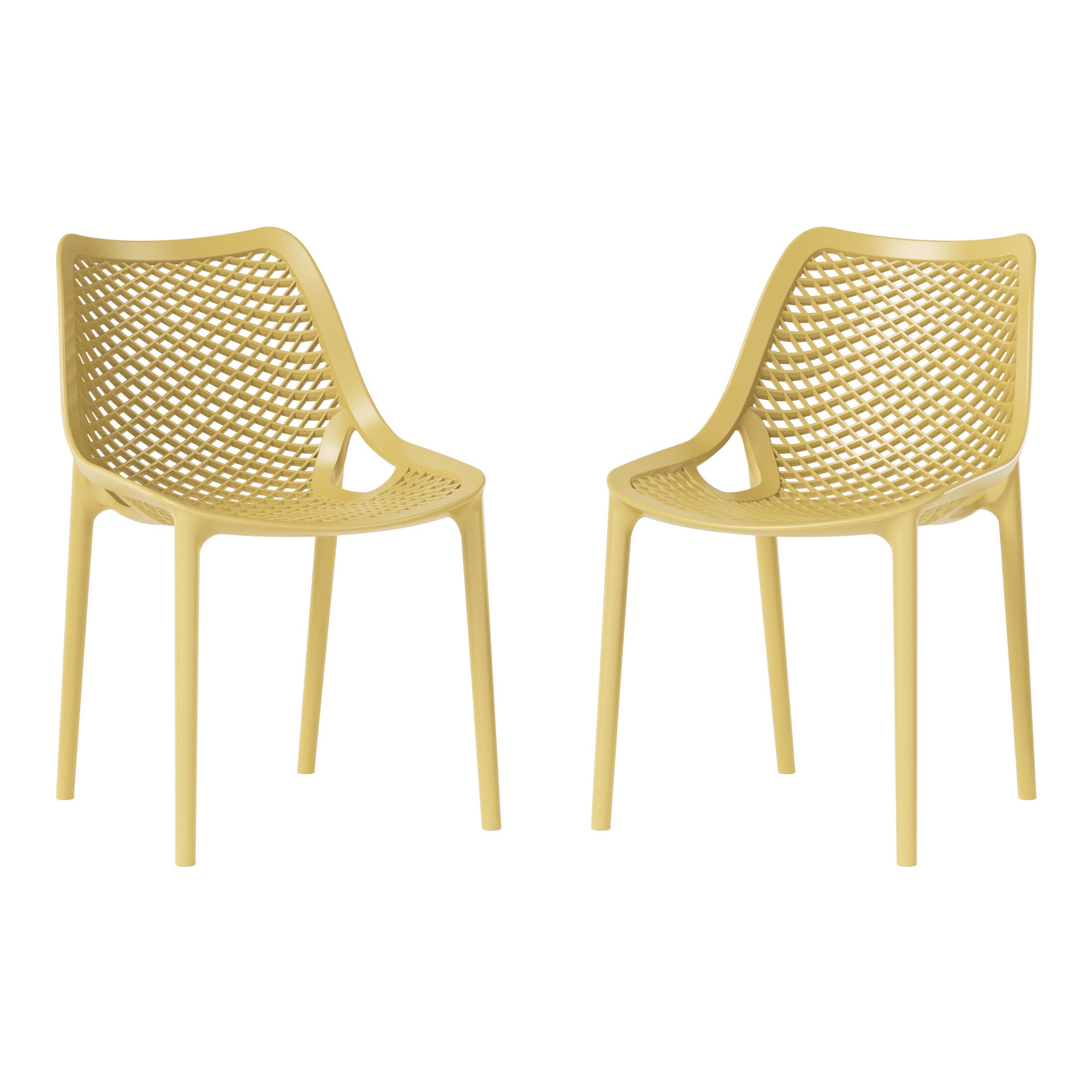 Westin Furniture Rhode Outdoor Dining Chair (Set of 2), Yellow, large