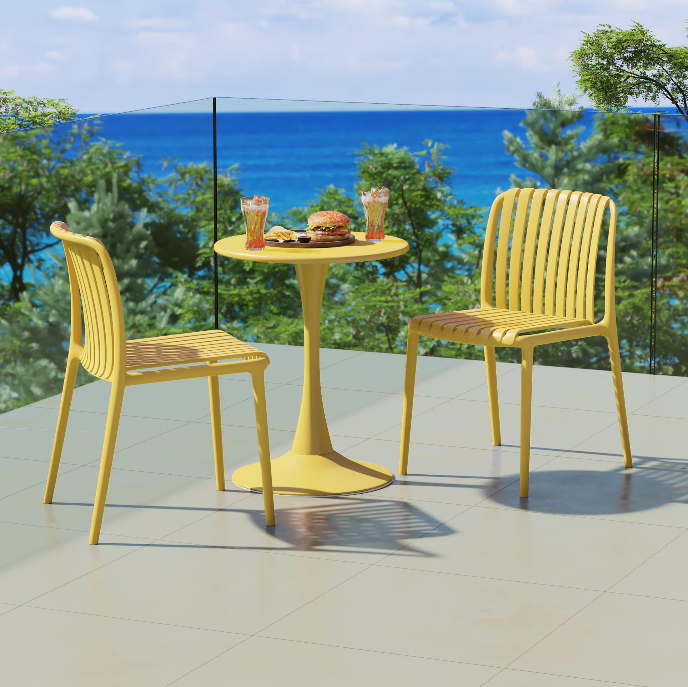 Westin Furniture Harlow Outdoor Dining Chair (Set of 2), Yellow, rollover