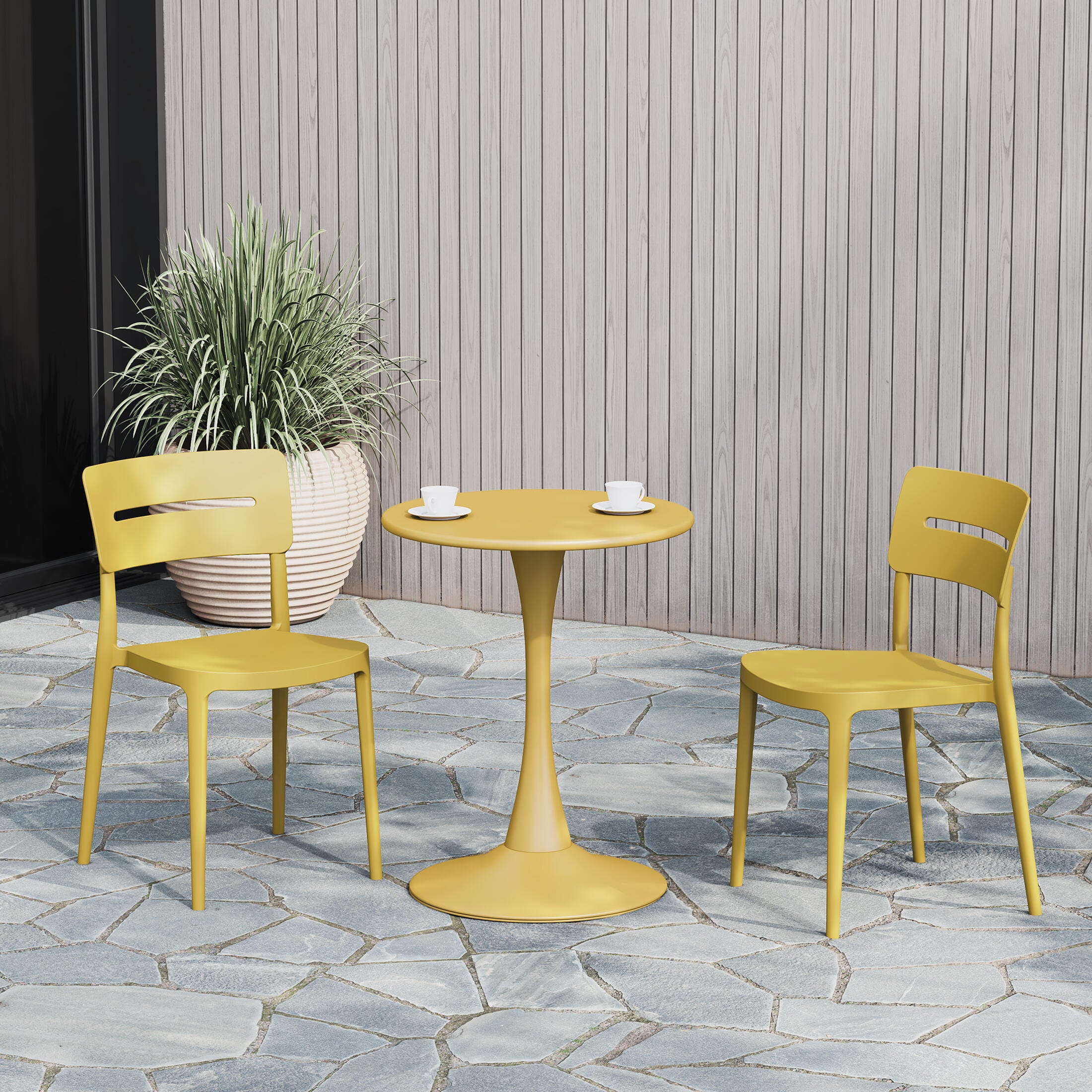 Westin Furniture Meadow Outdoor Dining Chair (Set of 2), Yellow, rollover
