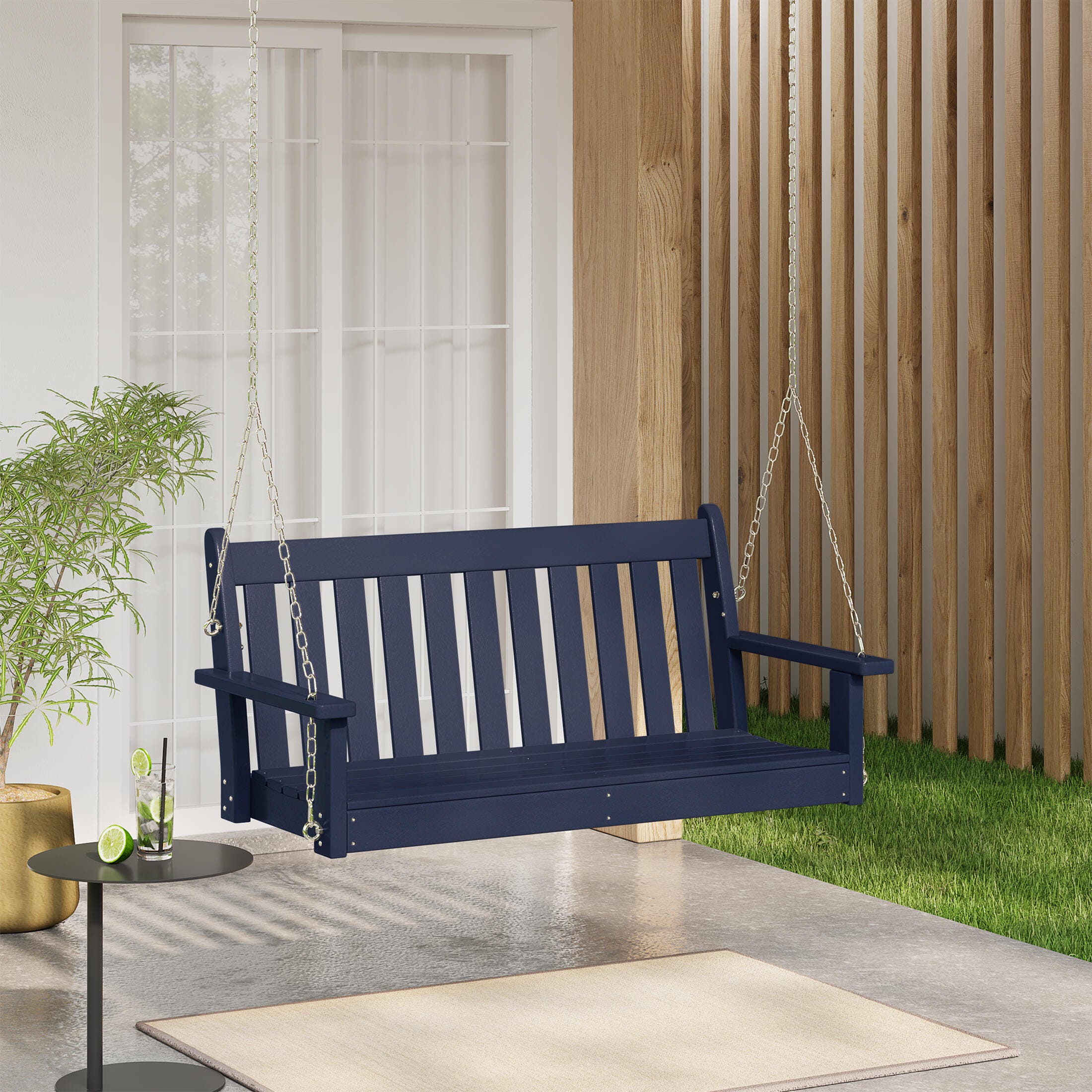 Westin Furniture Laguna Outdoor Swing, Navy Blue, rollover