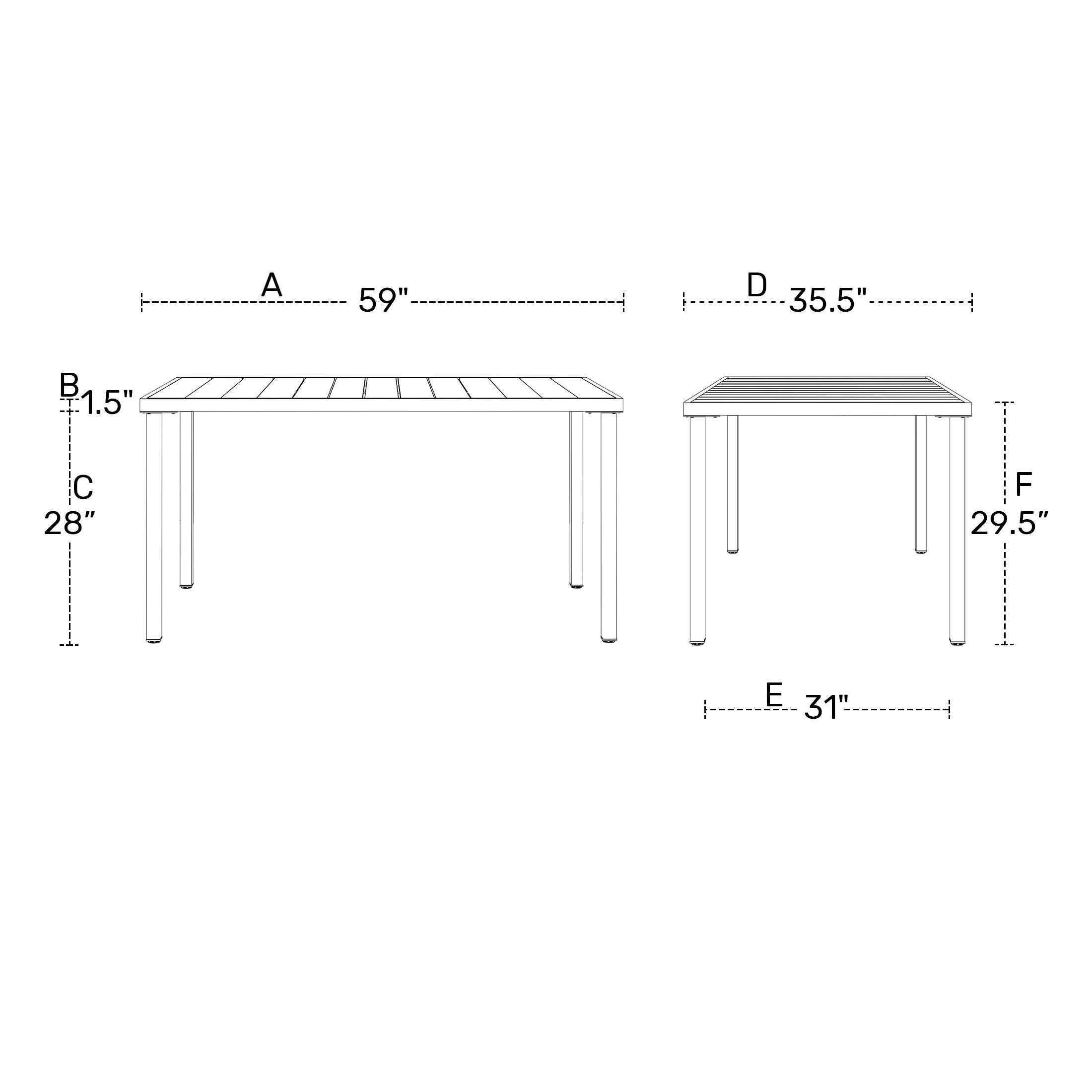 Westin Furniture Lucienne Rectangular Outdoor Dining Table, Black, large