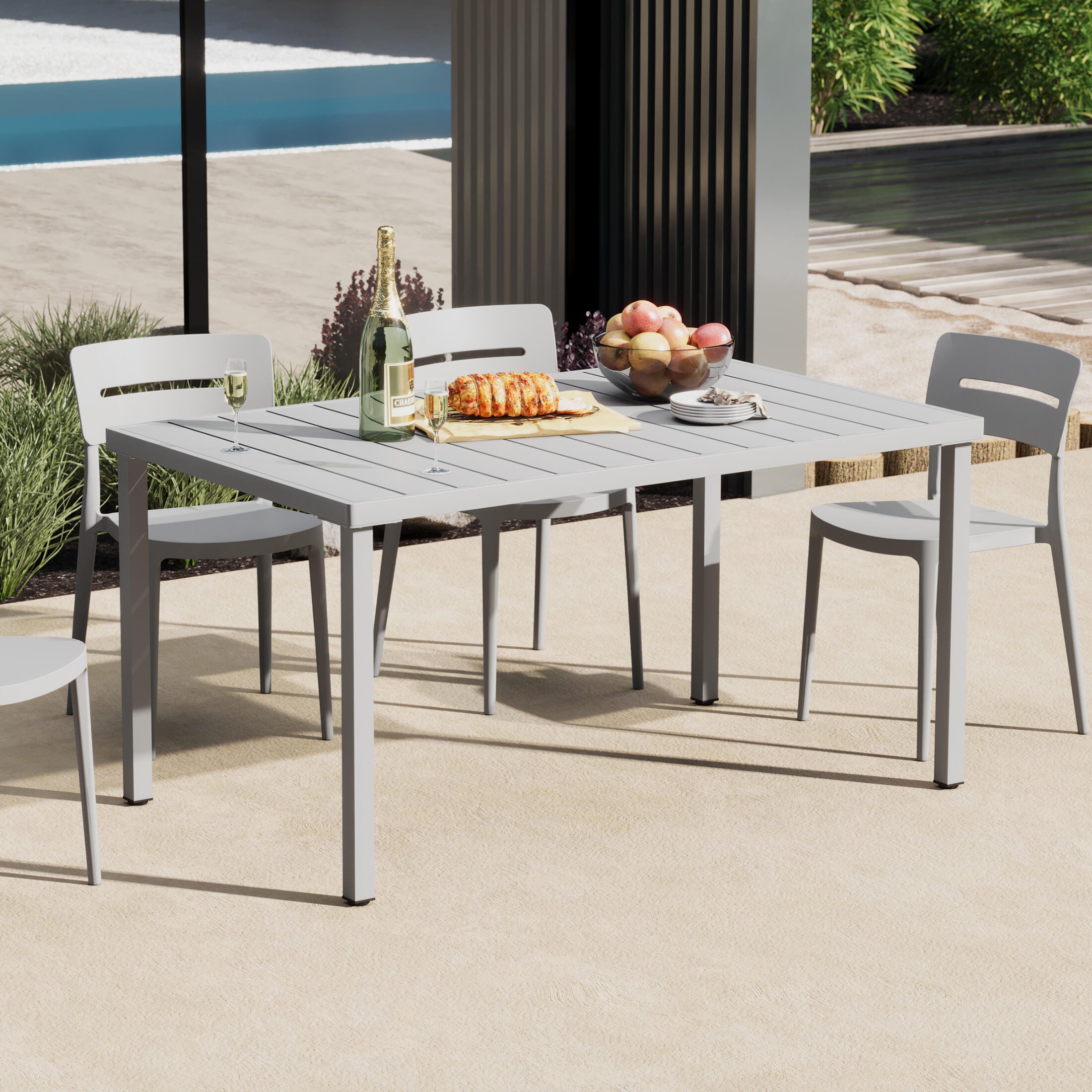Westin Furniture Lucienne Rectangular Outdoor Dining Table, Gray, rollover