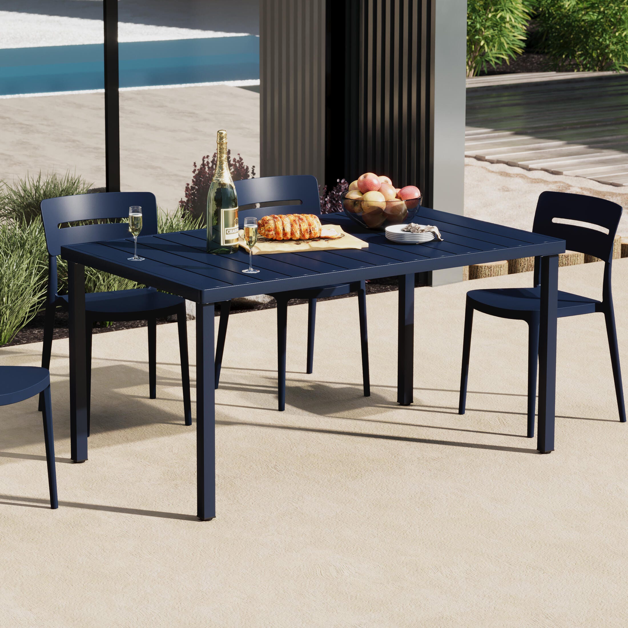 Westin Furniture Lucienne Rectangular Outdoor Dining Table, Navy Blue, rollover