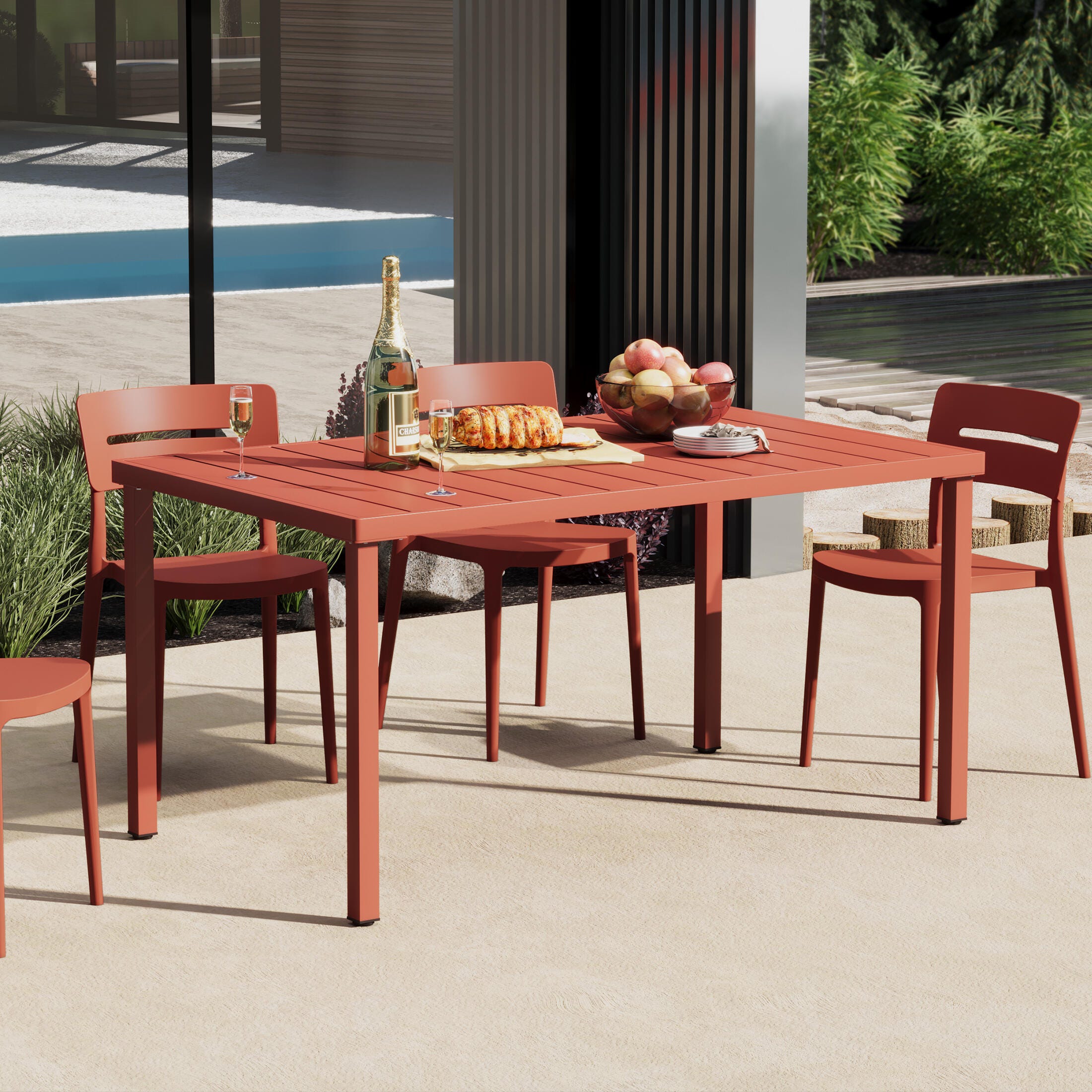 Westin Furniture Lucienne Rectangular Outdoor Dining Table, Red, rollover