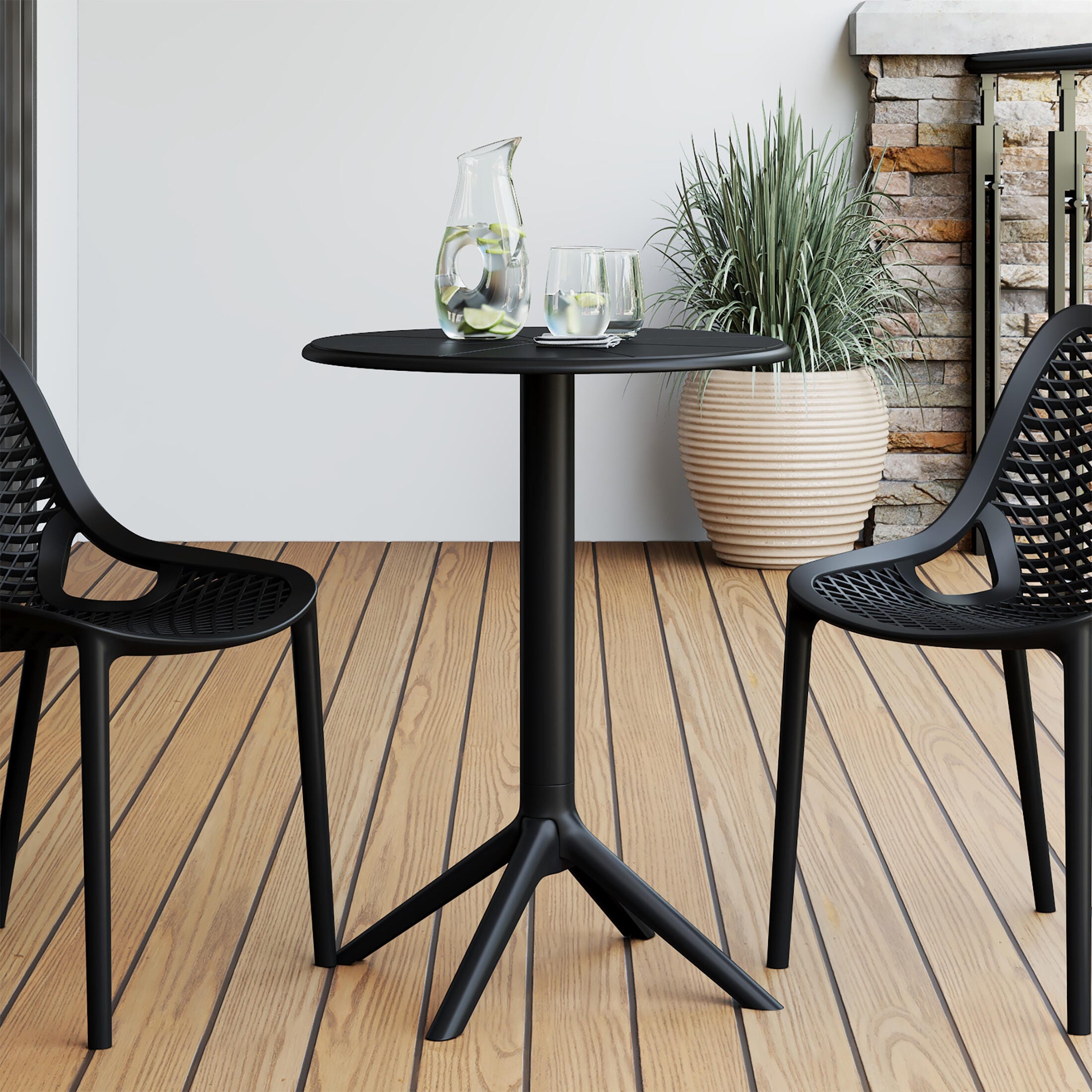 Westin Furniture Isla Round Outdoor Dining Table, Black, rollover