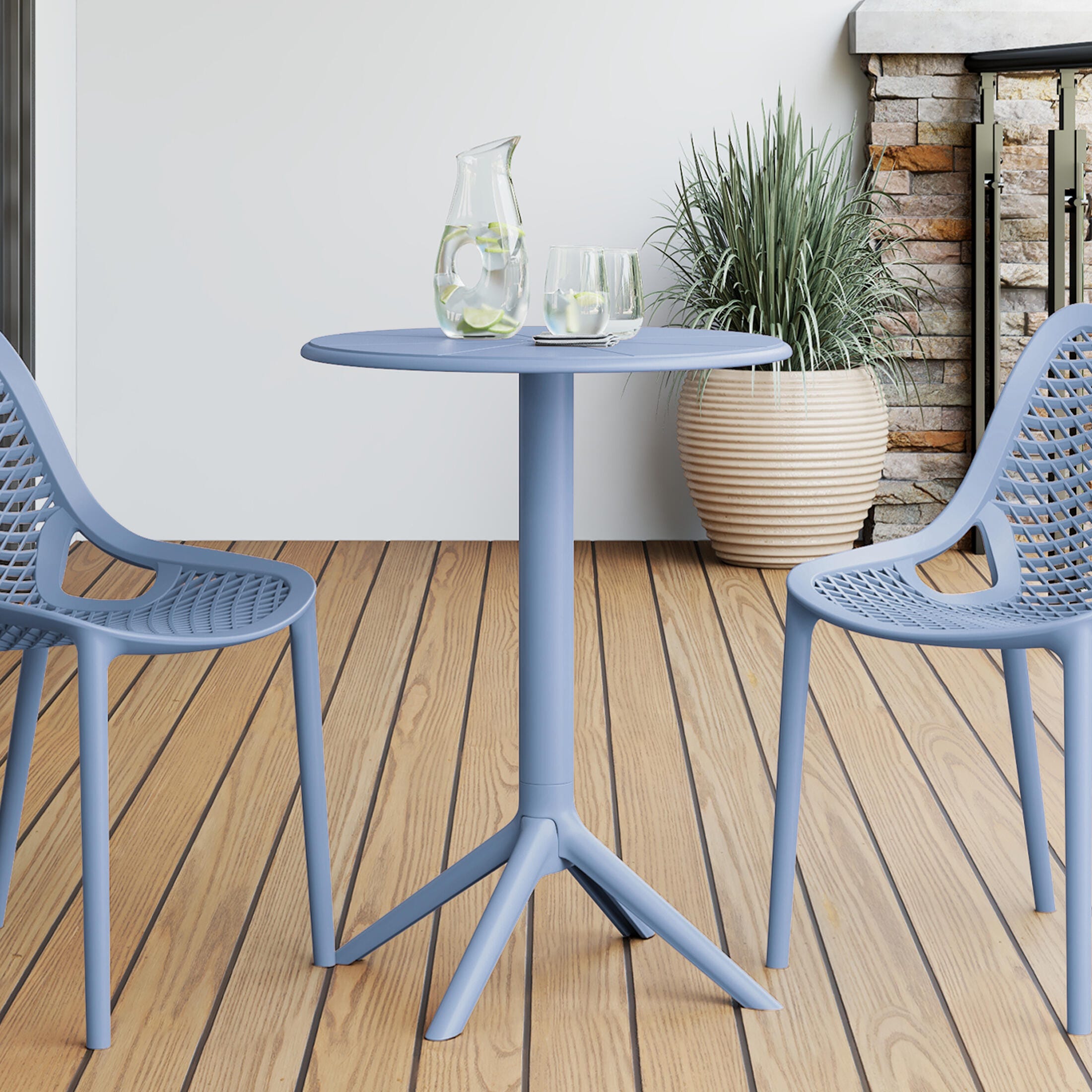 Westin Furniture Isla Round Outdoor Dining Table, French Blue