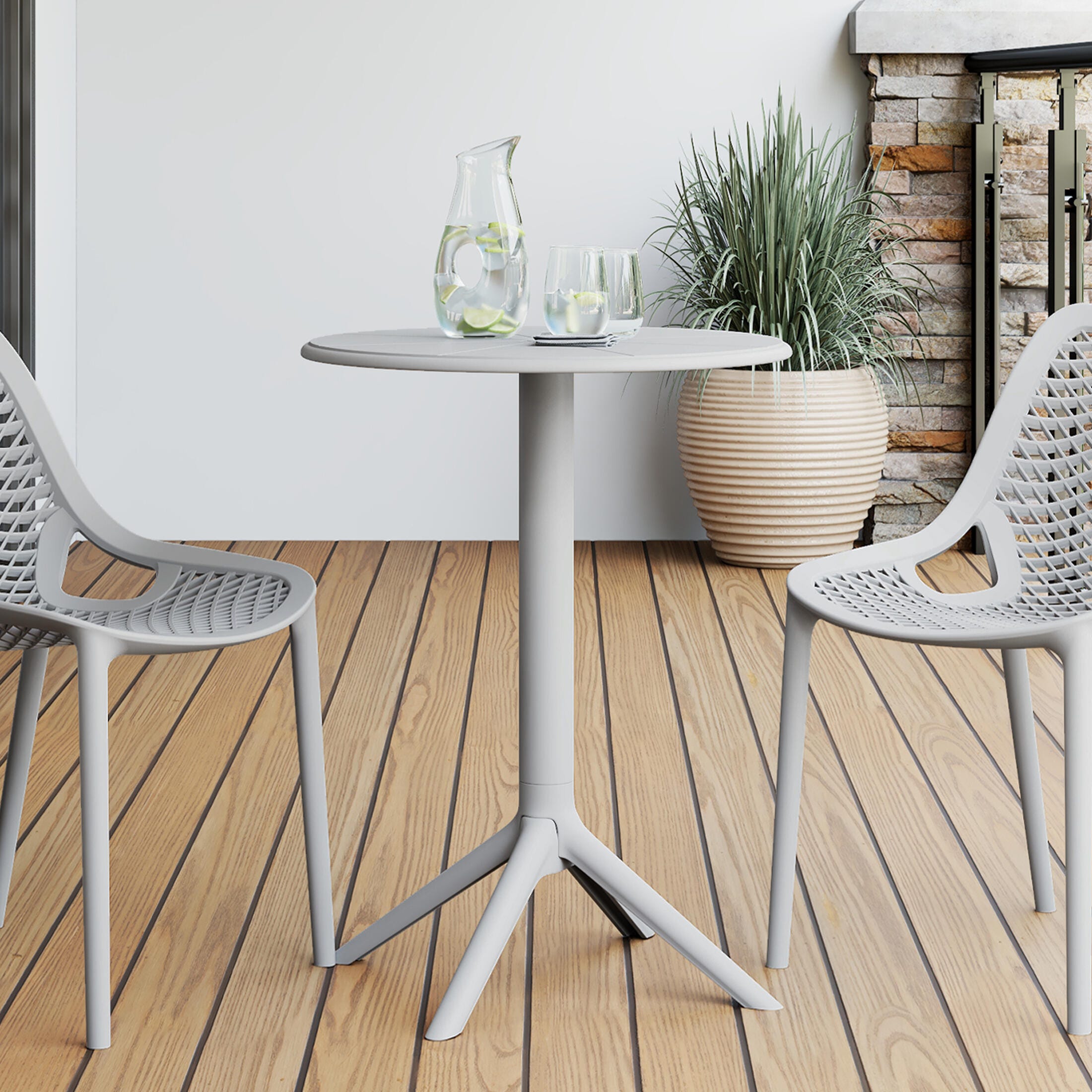 Westin Furniture Isla Round Outdoor Dining Table, Gray, rollover