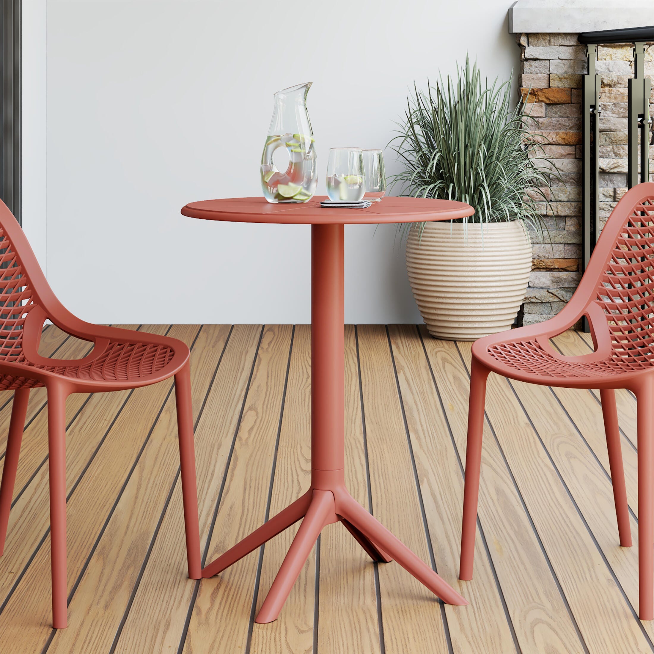 Westin Furniture Isla Round Outdoor Dining Table, Red, rollover