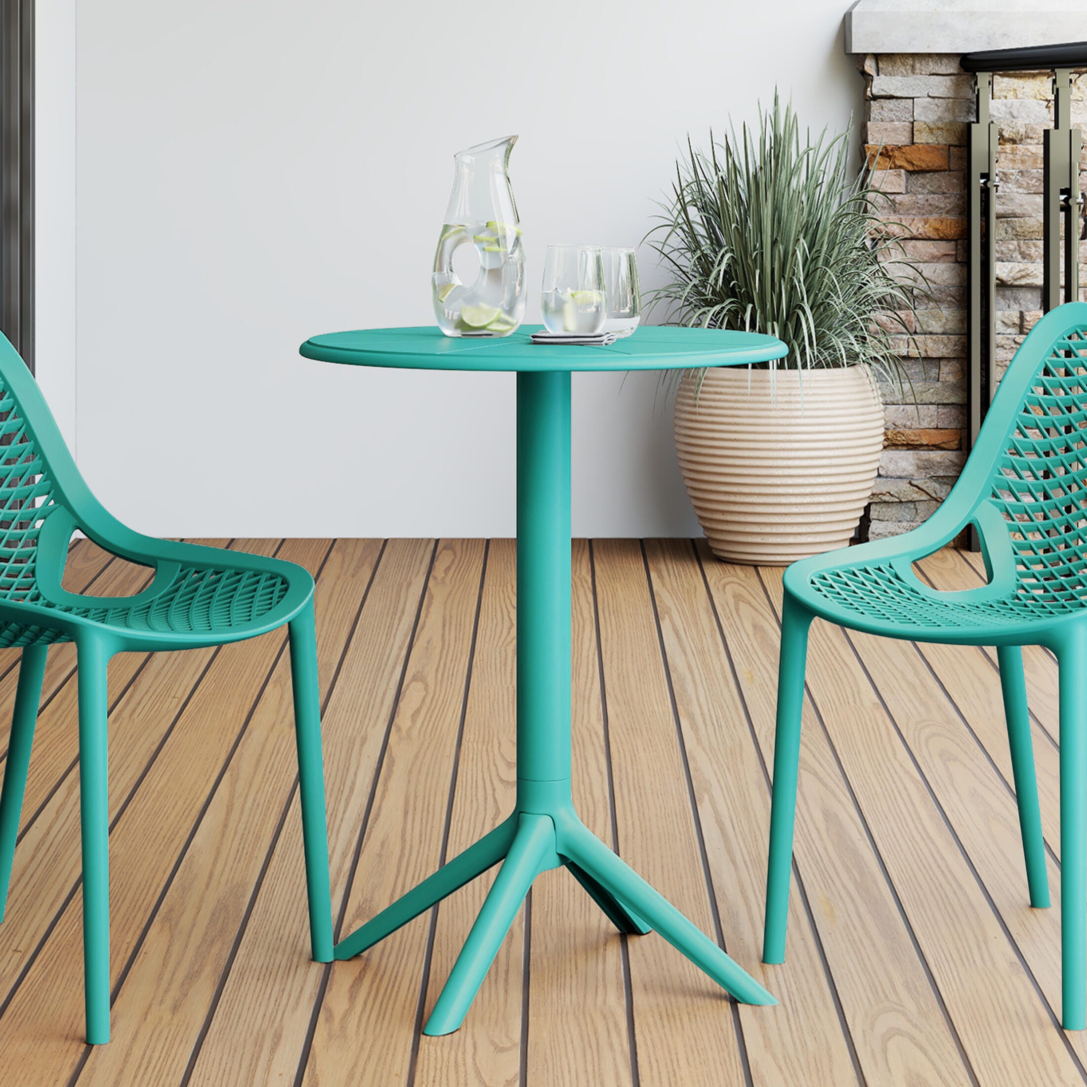 Westin Furniture Isla Round Outdoor Dining Table, Turquoise, large