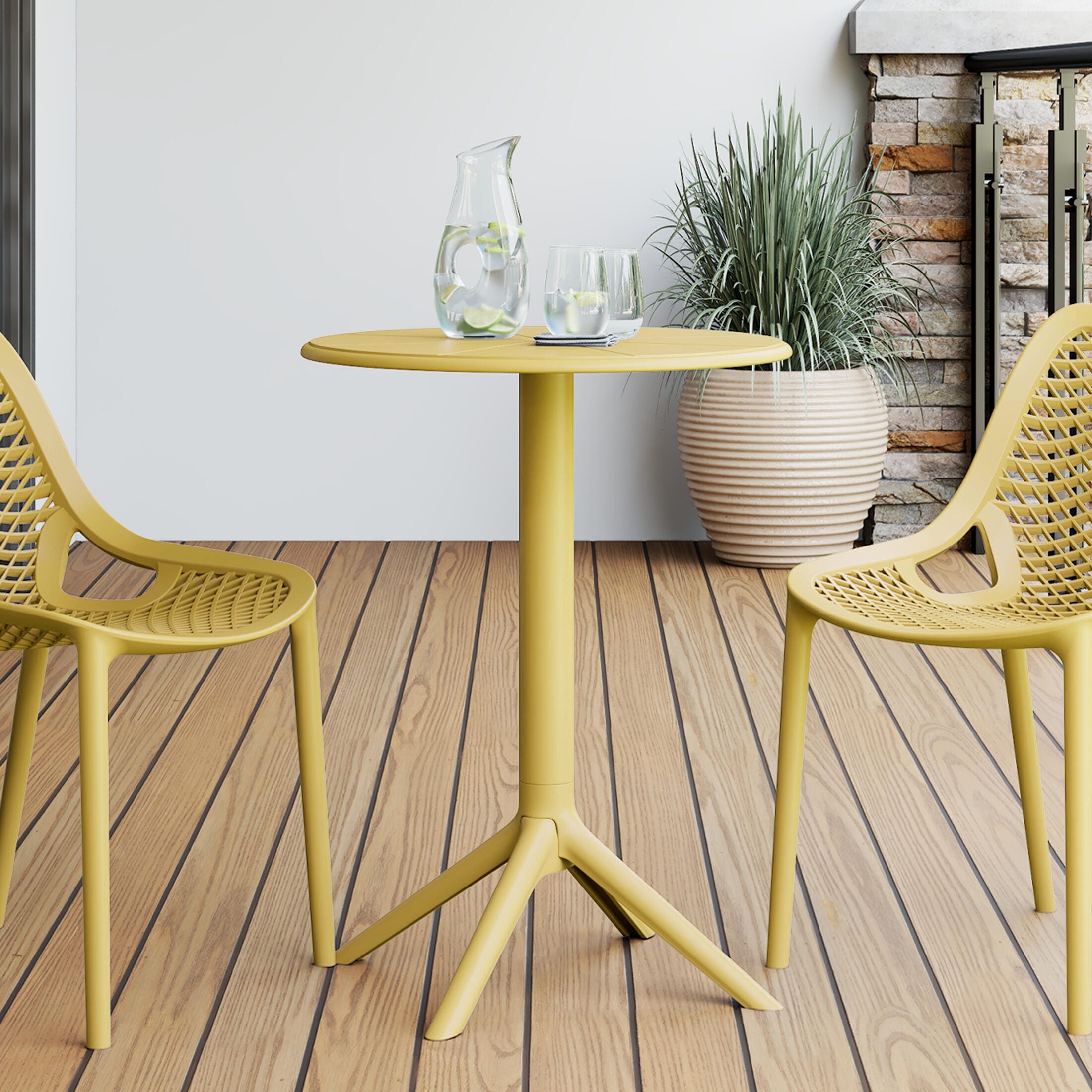 Westin Furniture Isla Round Outdoor Dining Table, Yellow, rollover