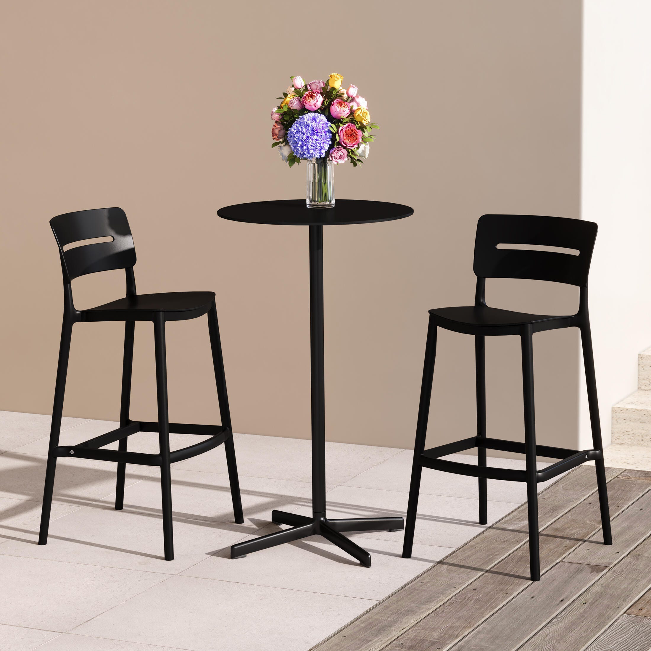 Westin Furniture Seraphine Outdoor Bar Stool (Set of 2), Black, rollover