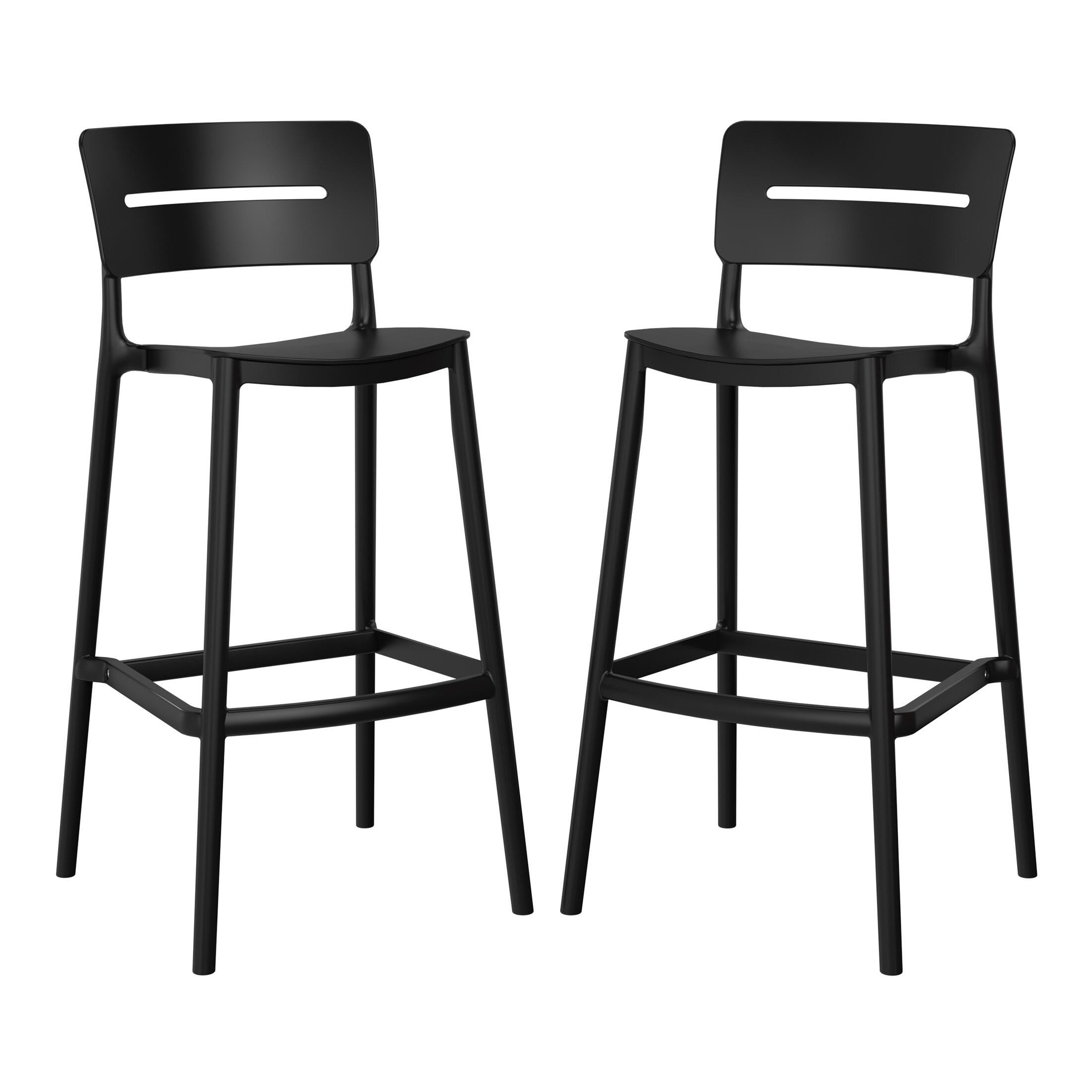 Westin Furniture Seraphine Outdoor Bar Stool (Set of 2), Black, large