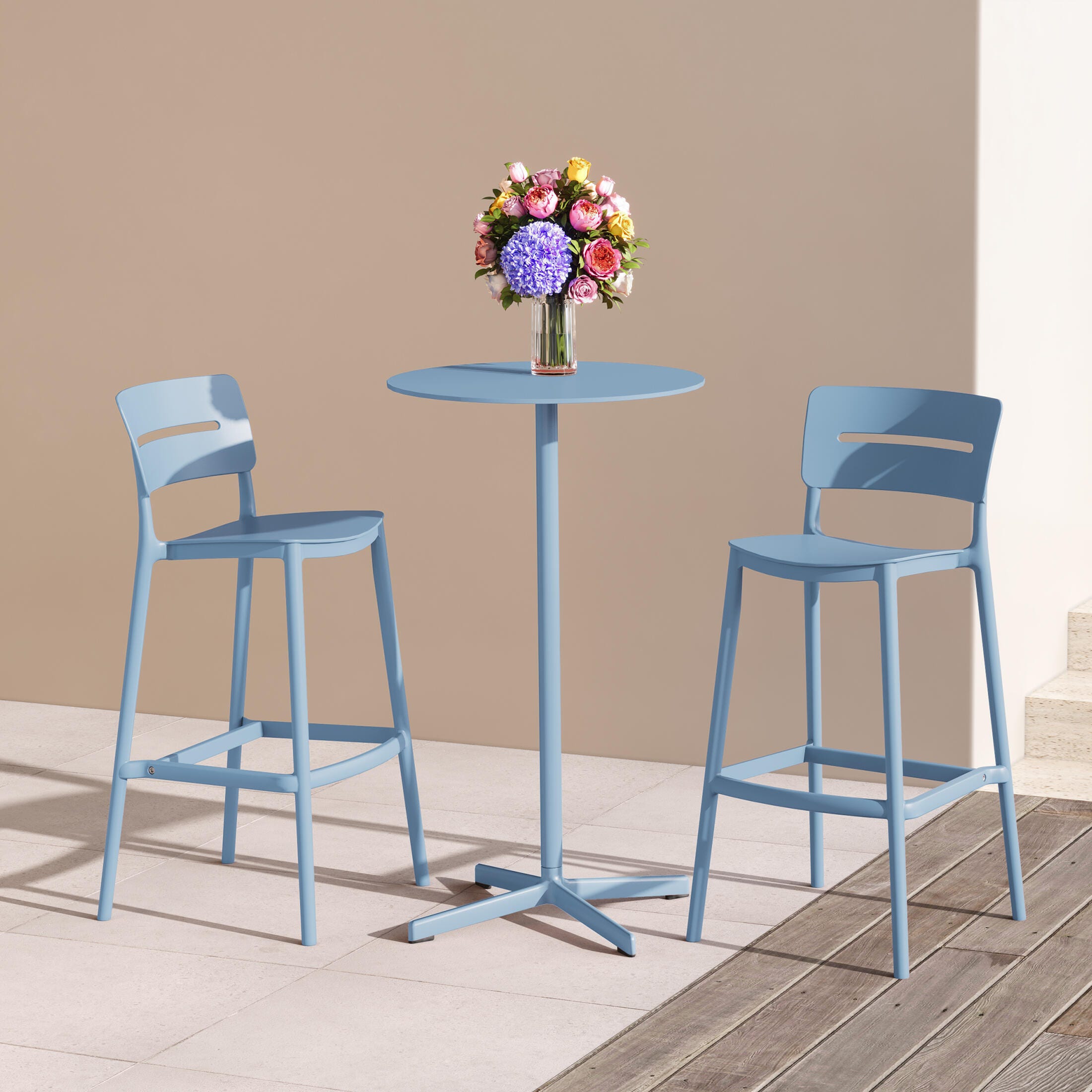 Westin Furniture Seraphine Outdoor Bar Stool (Set of 2), French Blue, rollover