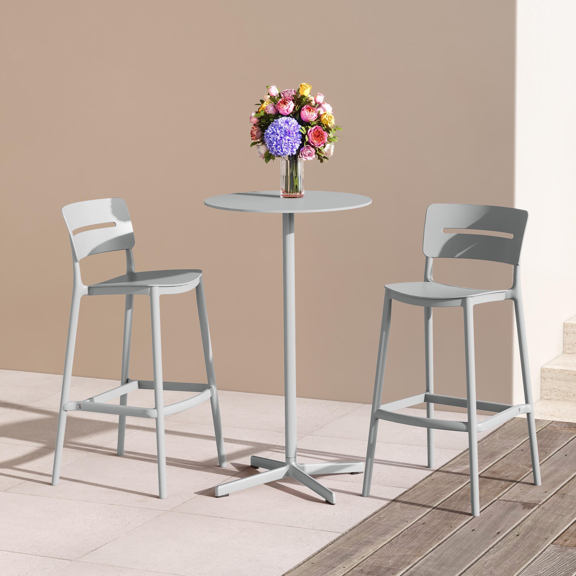 Westin Furniture Seraphine Outdoor Bar Stool (Set of 2), Gray, rollover