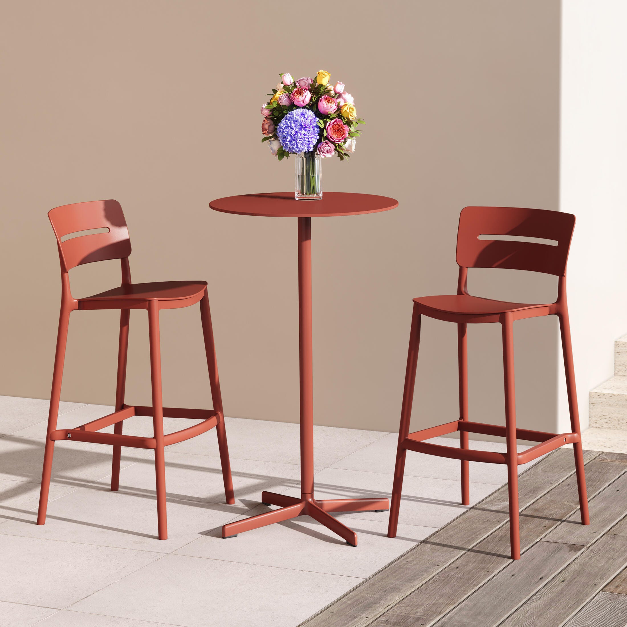 Westin Furniture Seraphine Outdoor Bar Stool (Set of 2), Red, rollover