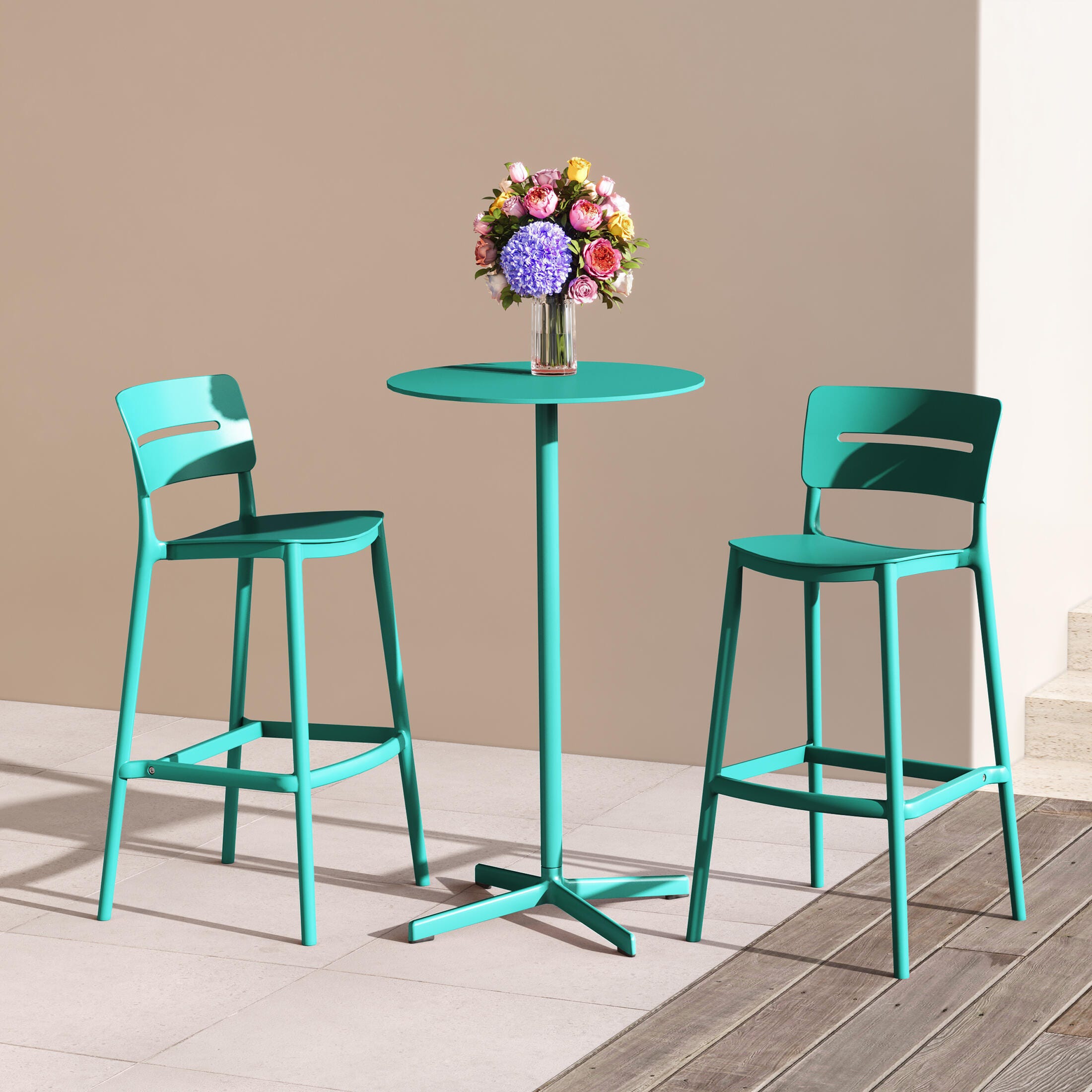 Westin Furniture Seraphine Outdoor Bar Stool (Set of 2), Turquoise