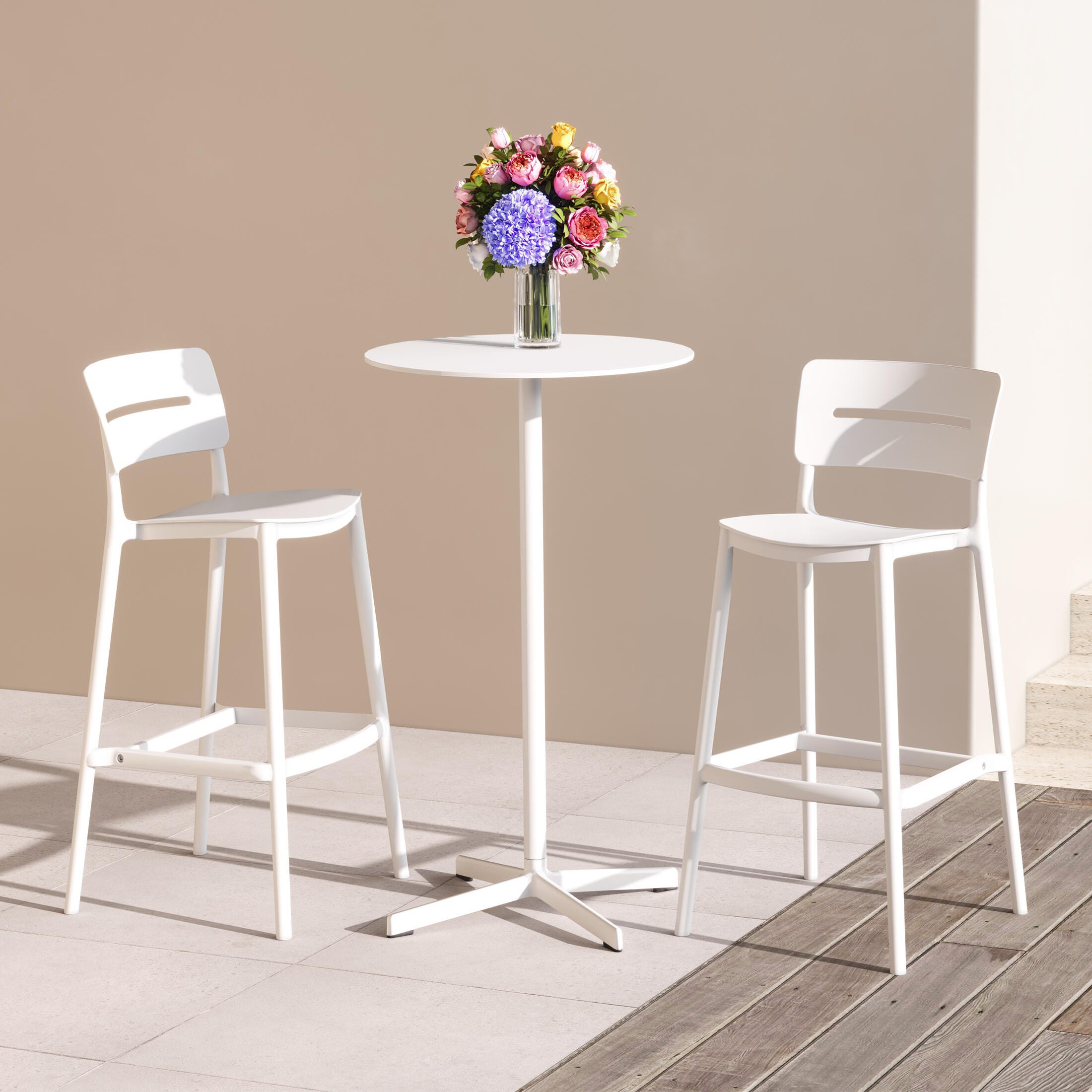 Westin Furniture Seraphine Outdoor Bar Stool (Set of 2), White, rollover