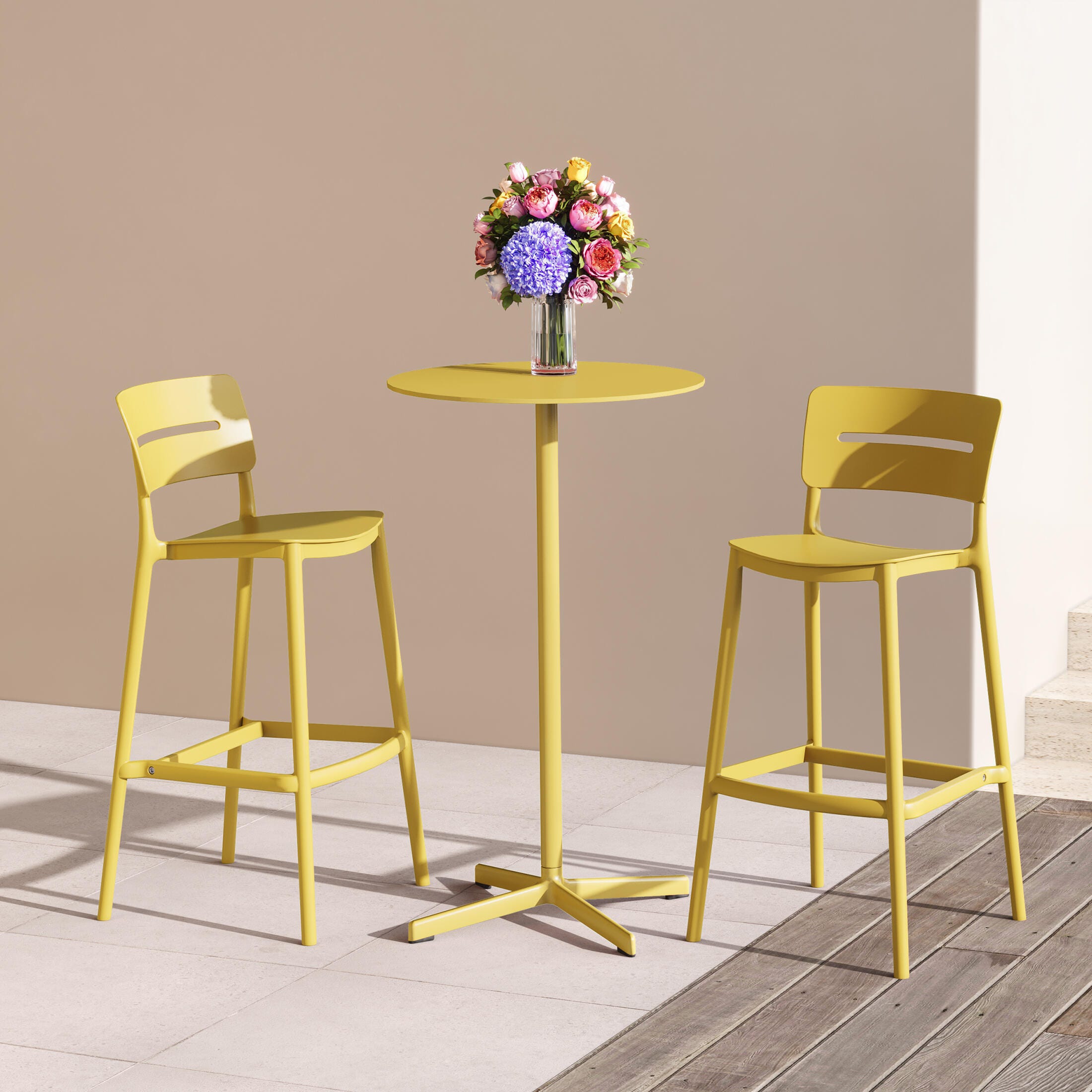 Westin Furniture Seraphine Outdoor Bar Stool (Set of 2), Yellow, rollover
