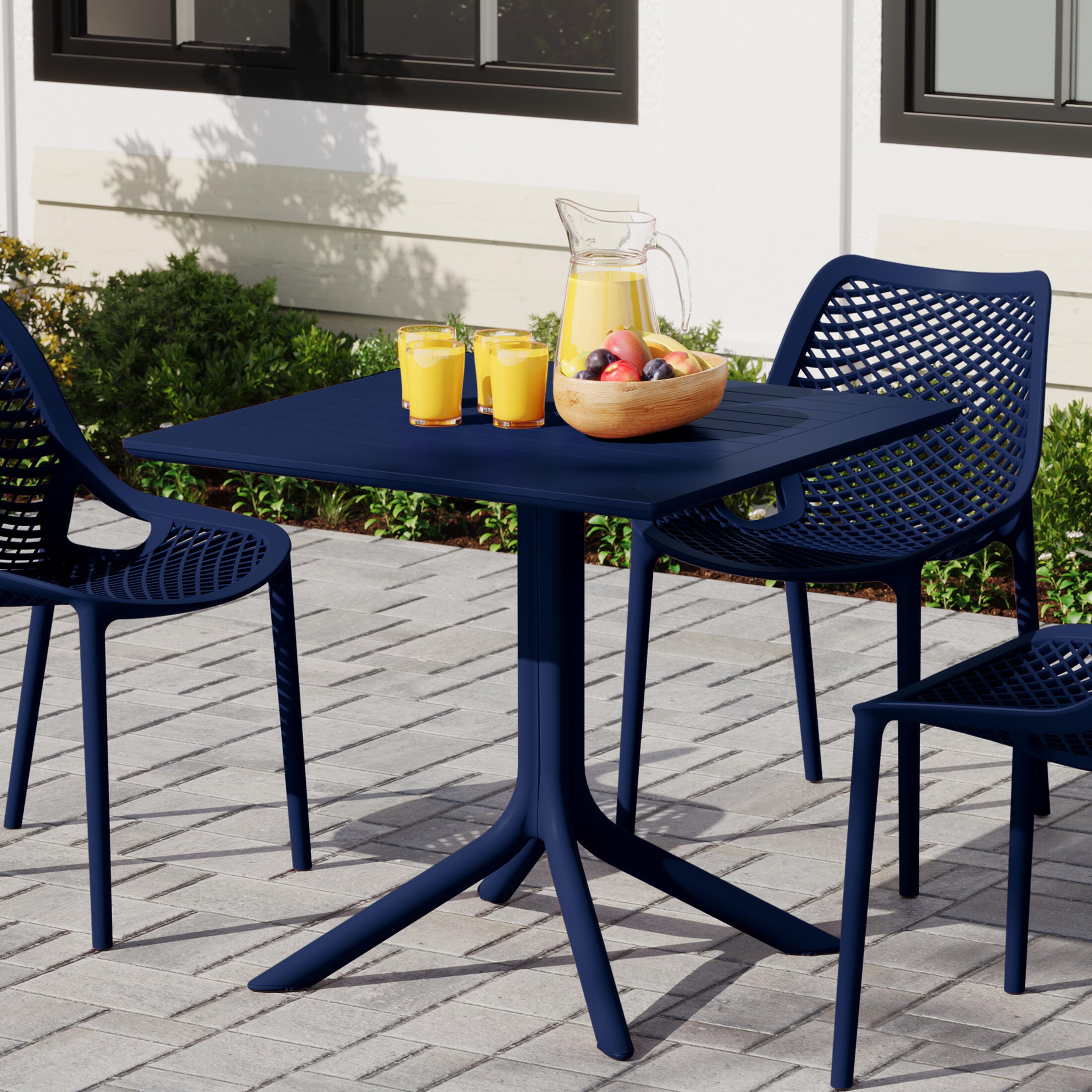 Westin Furniture Isla Square Outdoor Dining Table, Navy Blue, rollover