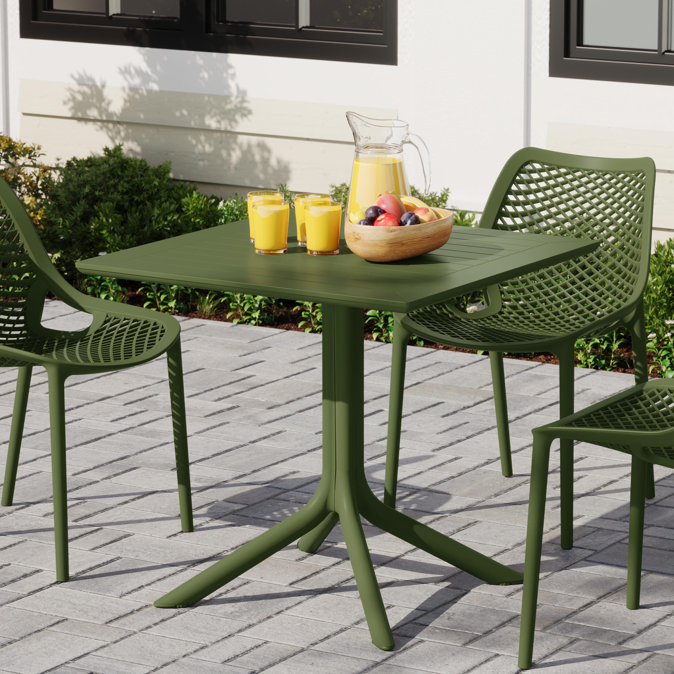 Westin Furniture Isla Square Outdoor Dining Table, Olive Green, large