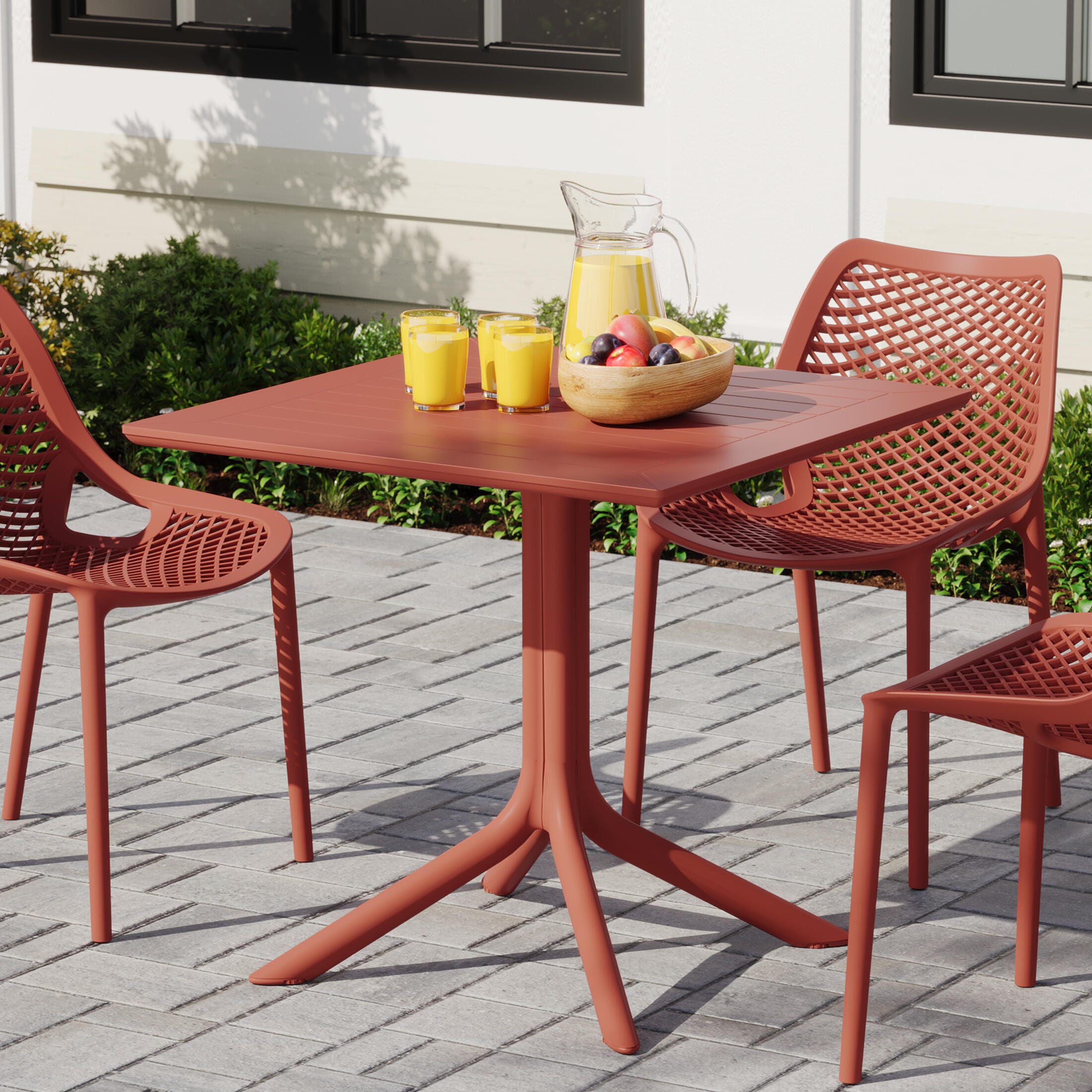 Westin Furniture Isla Square Outdoor Dining Table, Red, large