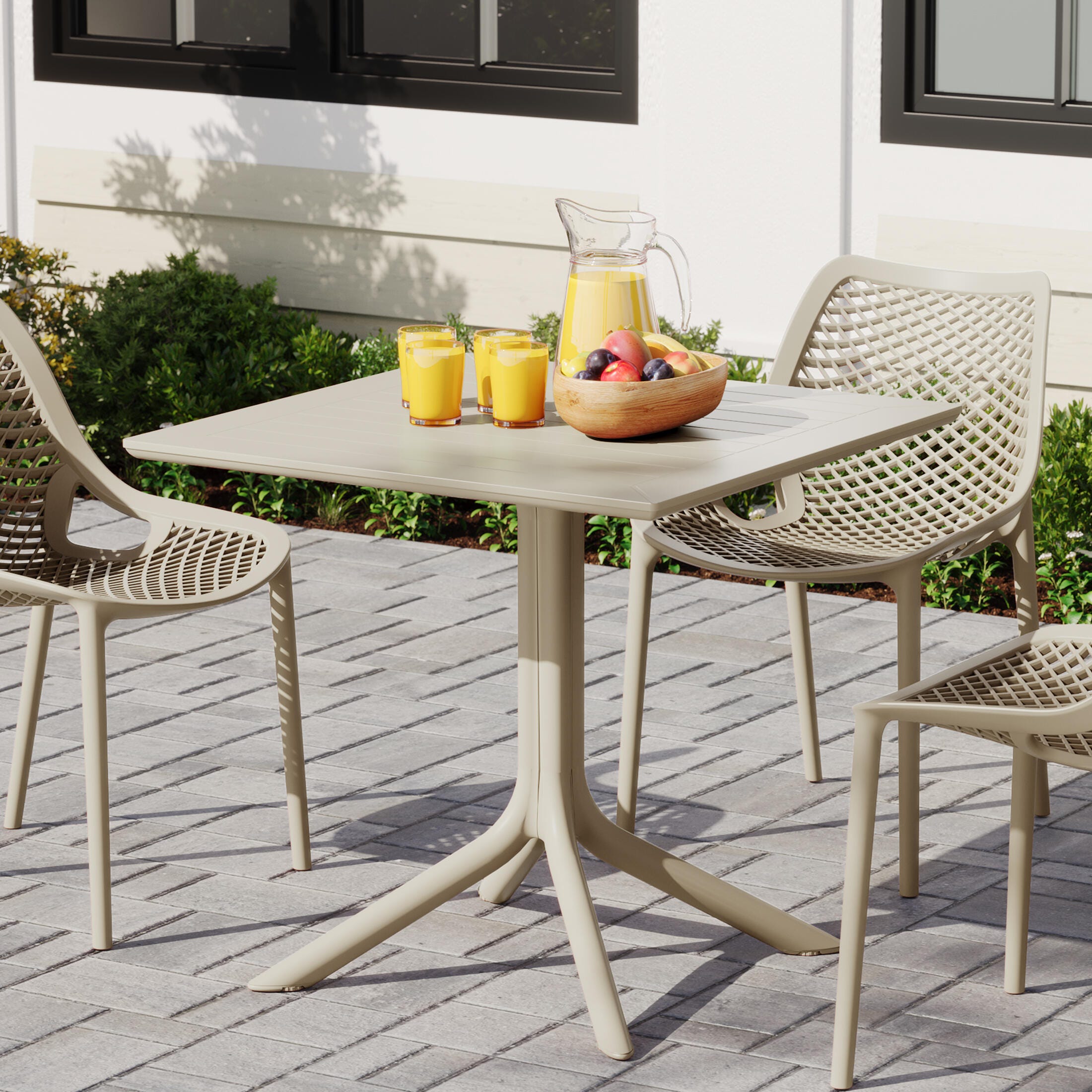 Westin Furniture Isla Square Outdoor Dining Table, Sand, large